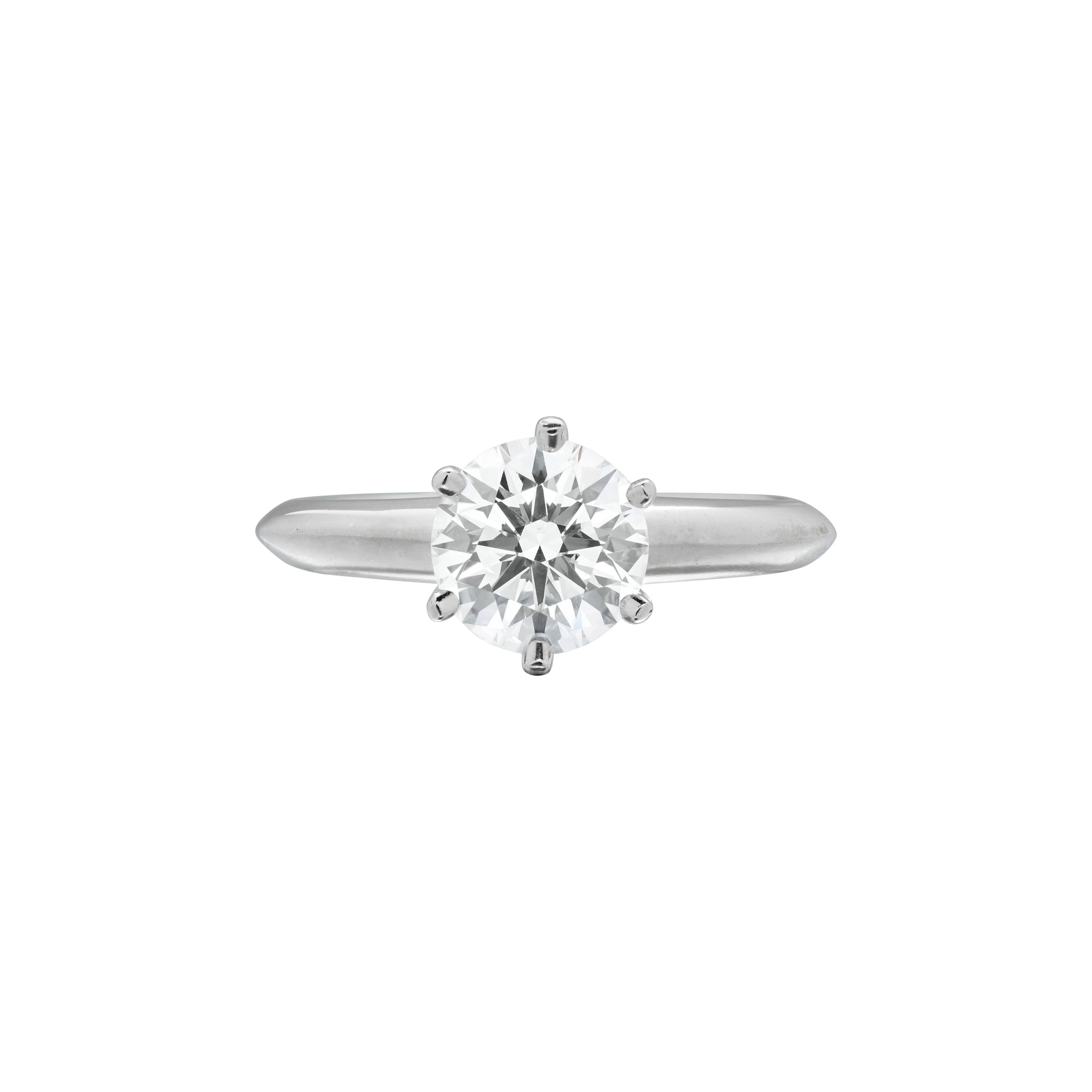 Platinum and 1.07ct Round Brilliant Cut Diamond Engagement Ring