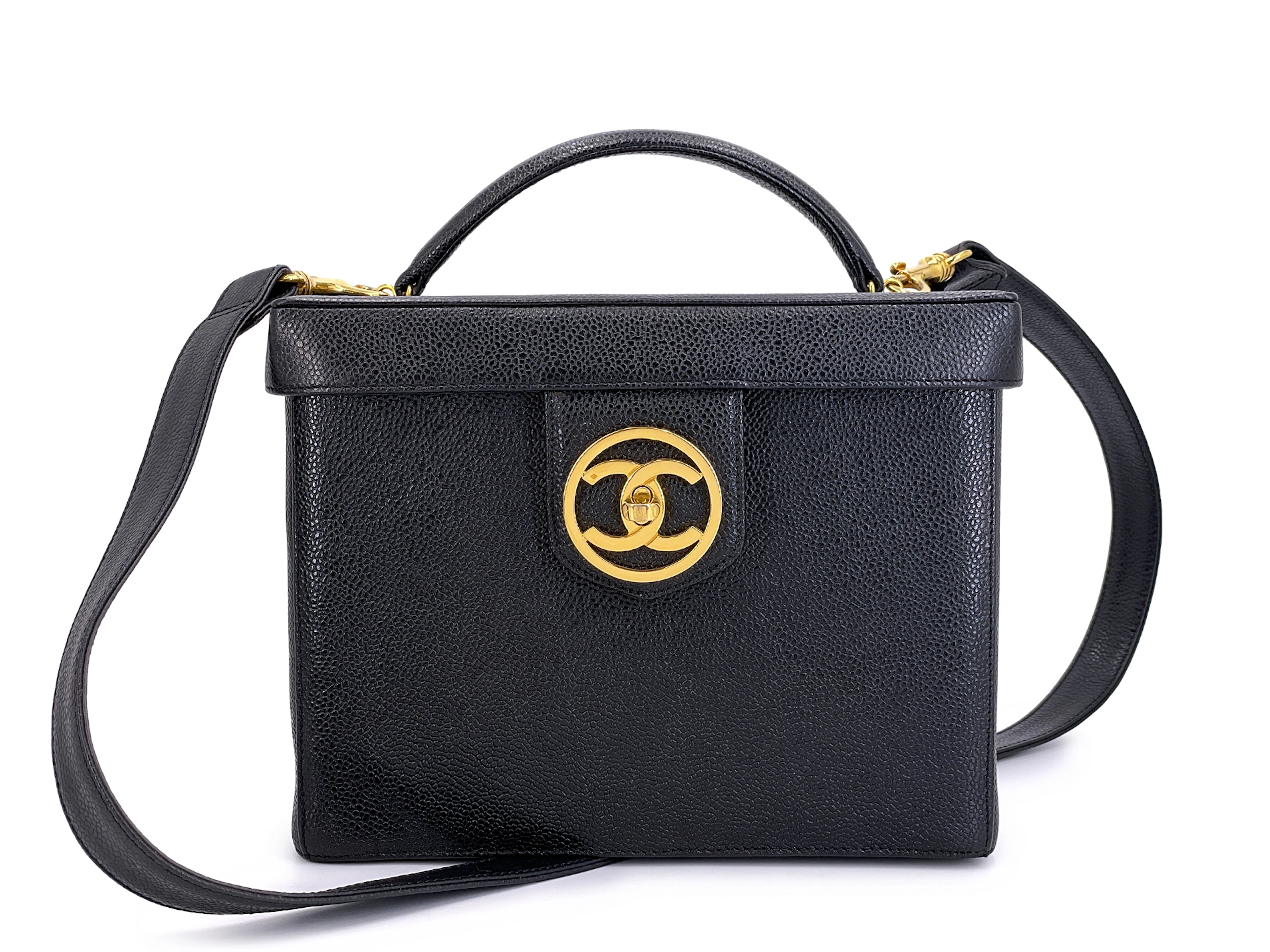 Vintage Quilted Calfskin Box Vanity Case Gold Hardware, 1994-1996