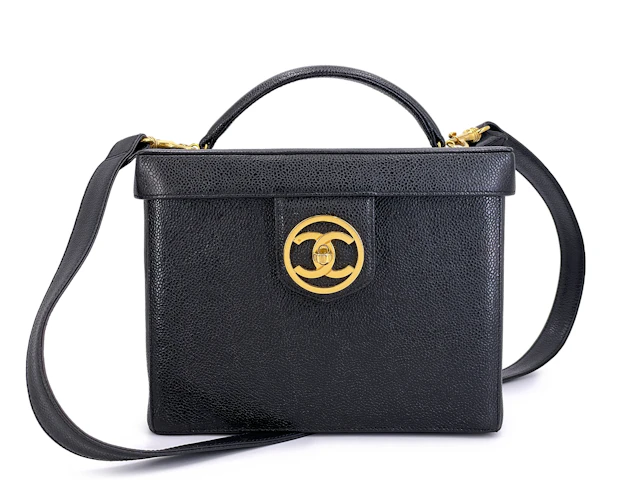 Vintage Quilted Calfskin Box Vanity Case Gold Hardware, 1994-1996