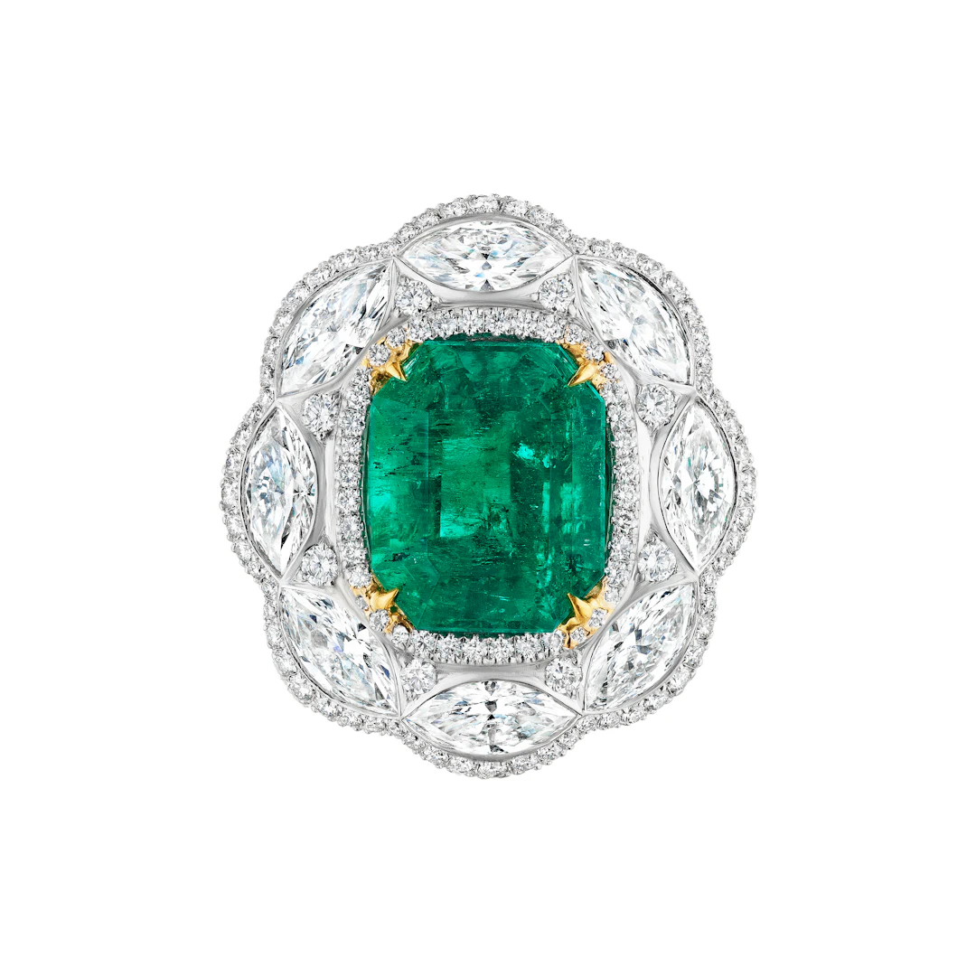 Platinum, 6.16ct Colombian Emerald and Diamond Ring