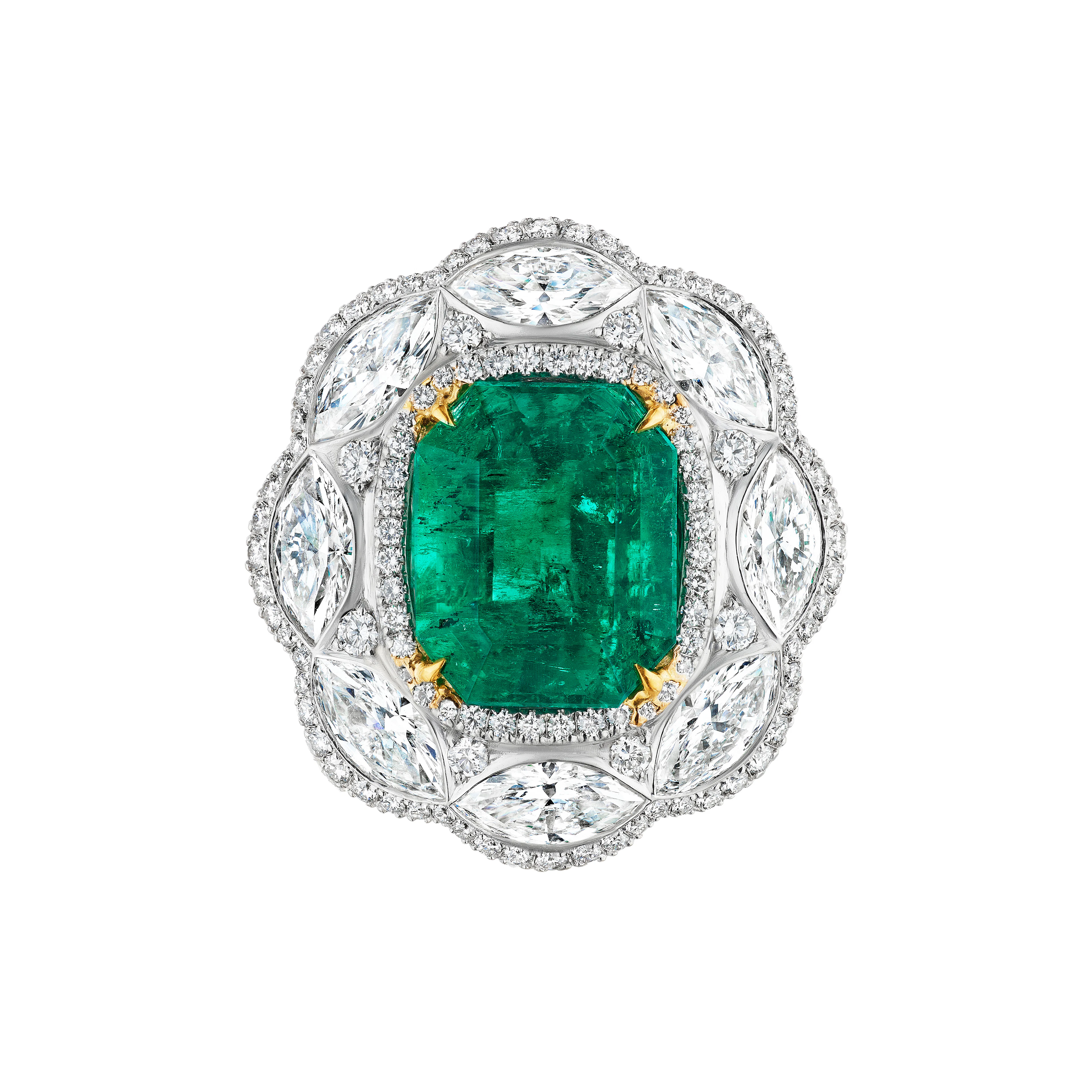 Platinum, 6.16ct Colombian Emerald and Diamond Ring