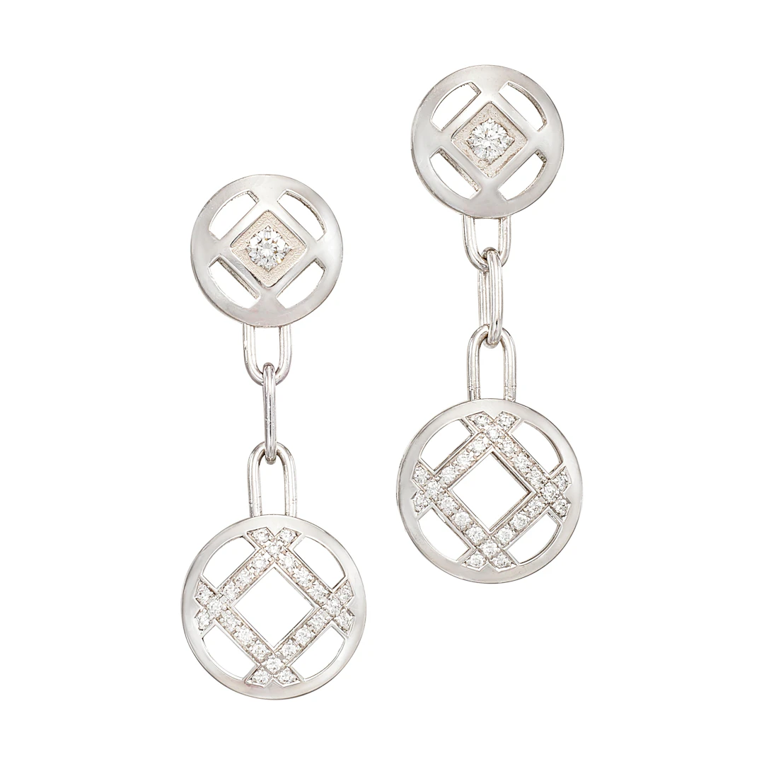 White Gold and Diamond Pasha de Cartier Drop Earrings