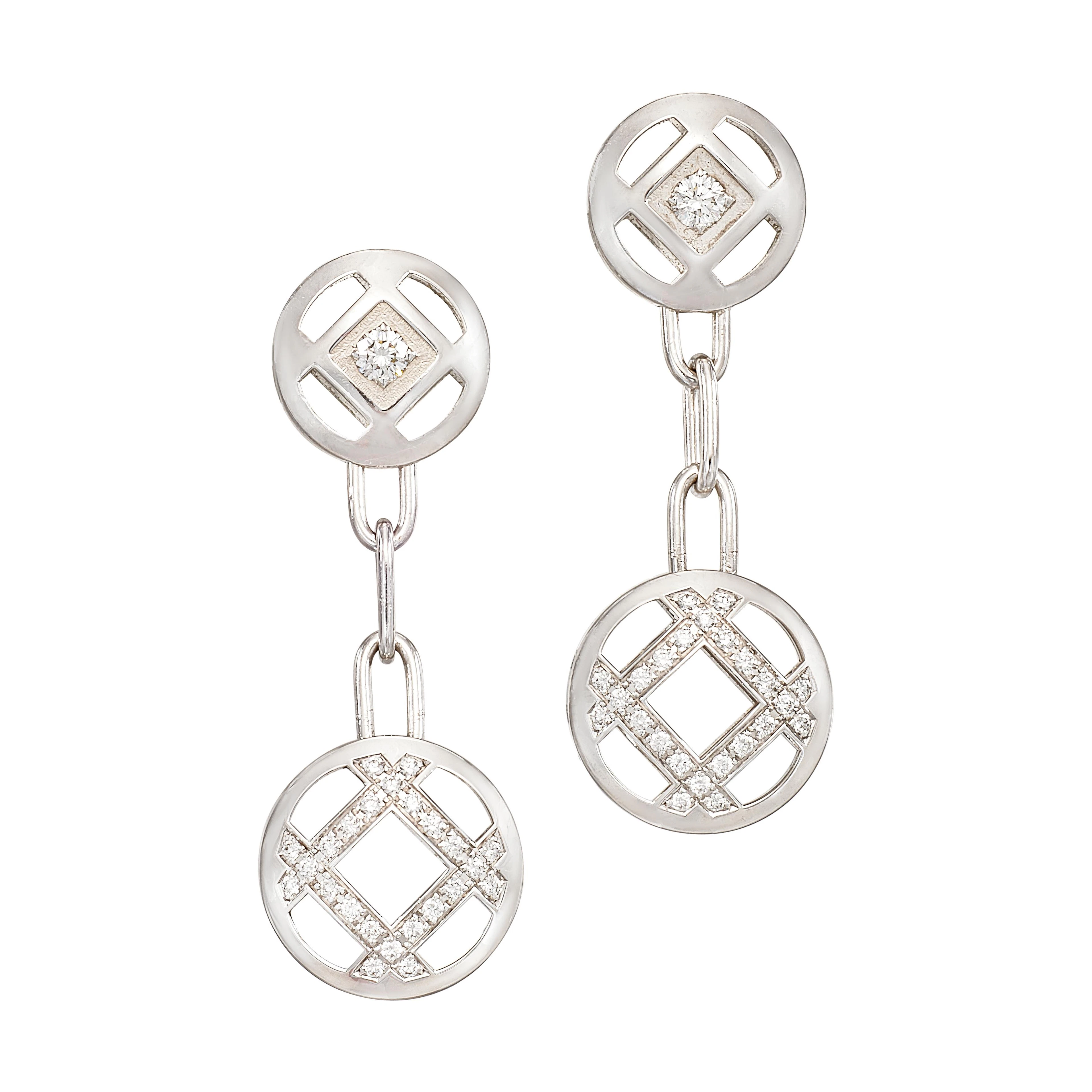 White Gold and Diamond Pasha de Cartier Drop Earrings