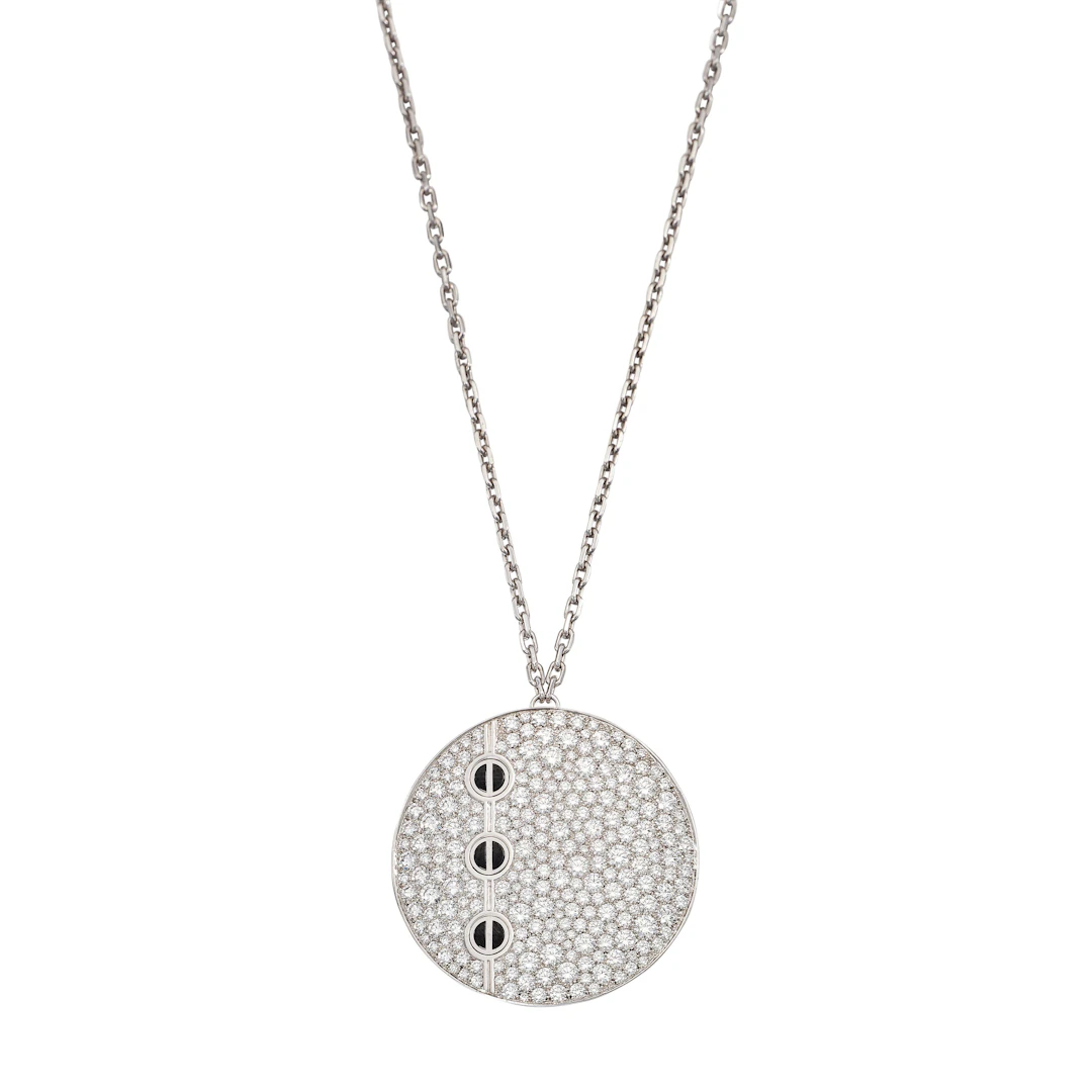 White Gold, Diamond and Black Ceramic 'Love' Pendent Necklace