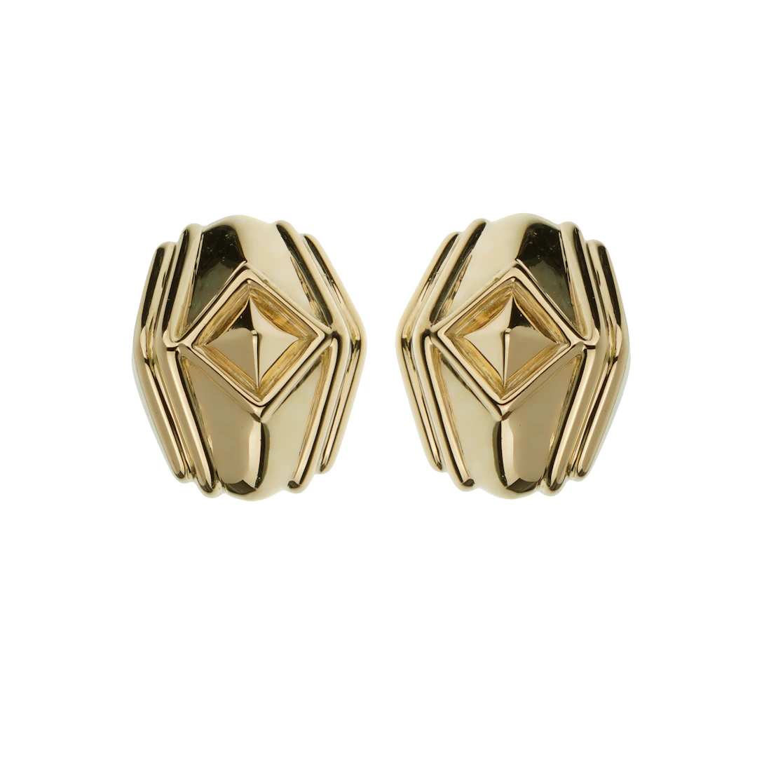 Vintage Gold Pyramid Earclips