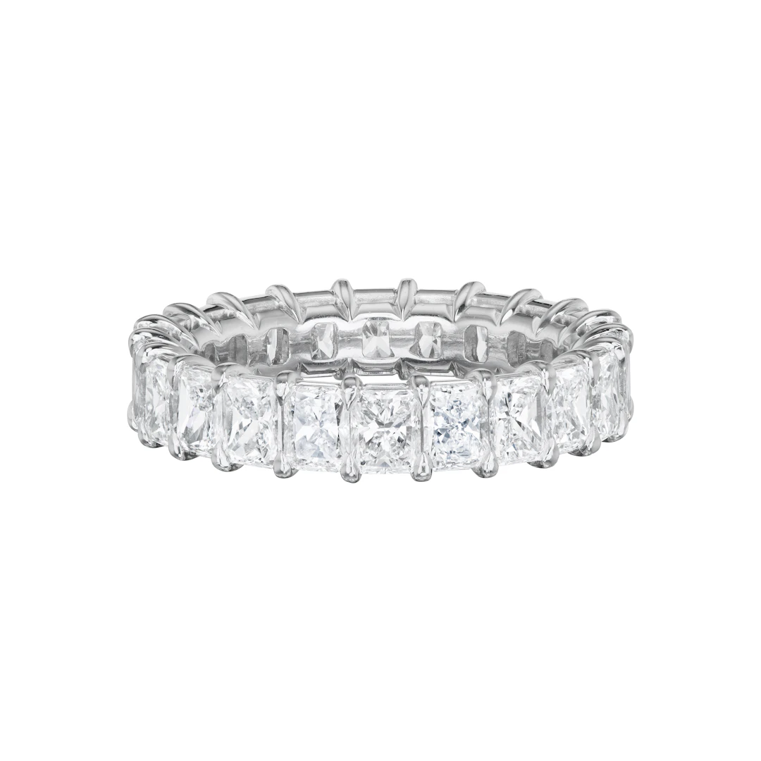 Platinum and 4.62ctw Radiant Cut Diamond Eternity Band Ring