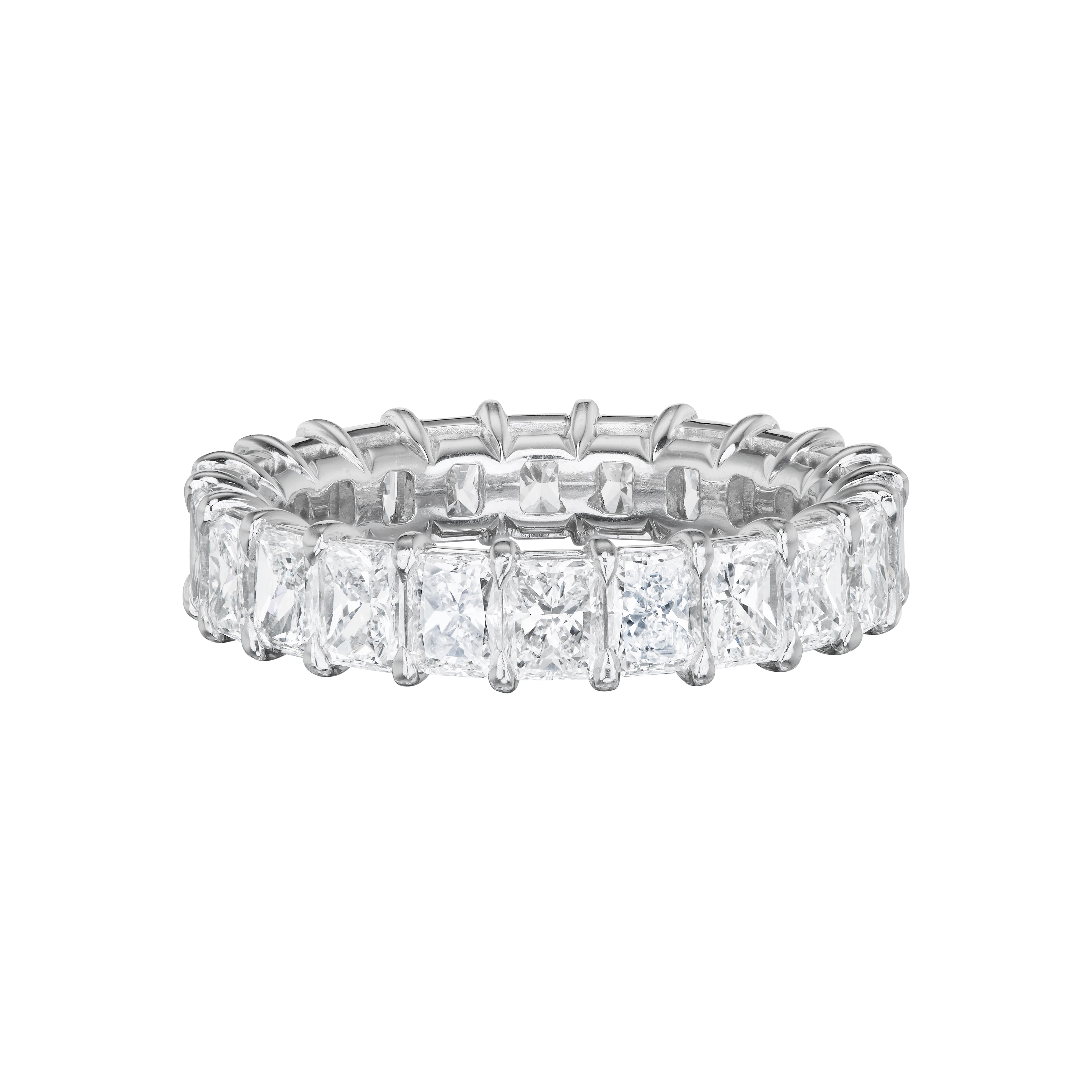Platinum and 4.62ctw Radiant Cut Diamond Eternity Band Ring
