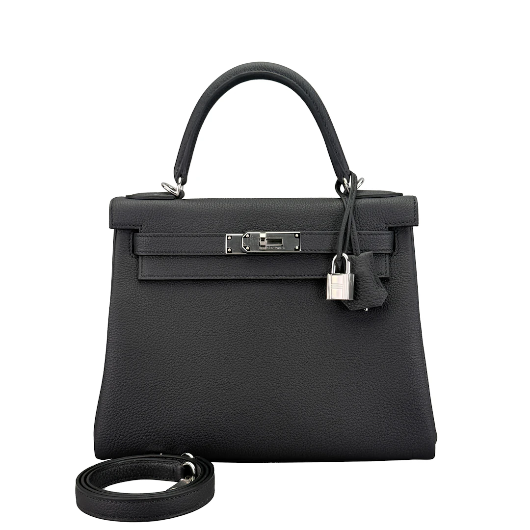 Black Togo Retourne Kelly 28 Palladium Hardware, 2026