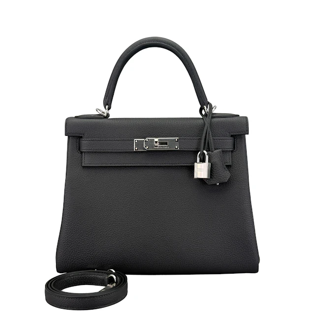 Black Togo Retourne Kelly 28 Palladium Hardware, 2026