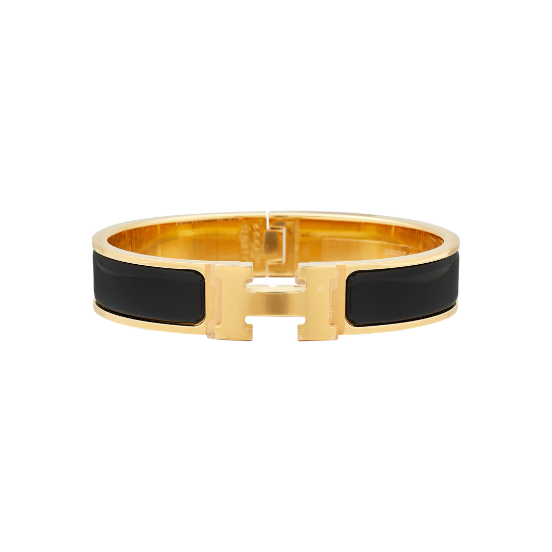 Black Enamel Clic Clac H Bracelet PM Gold Hardware
