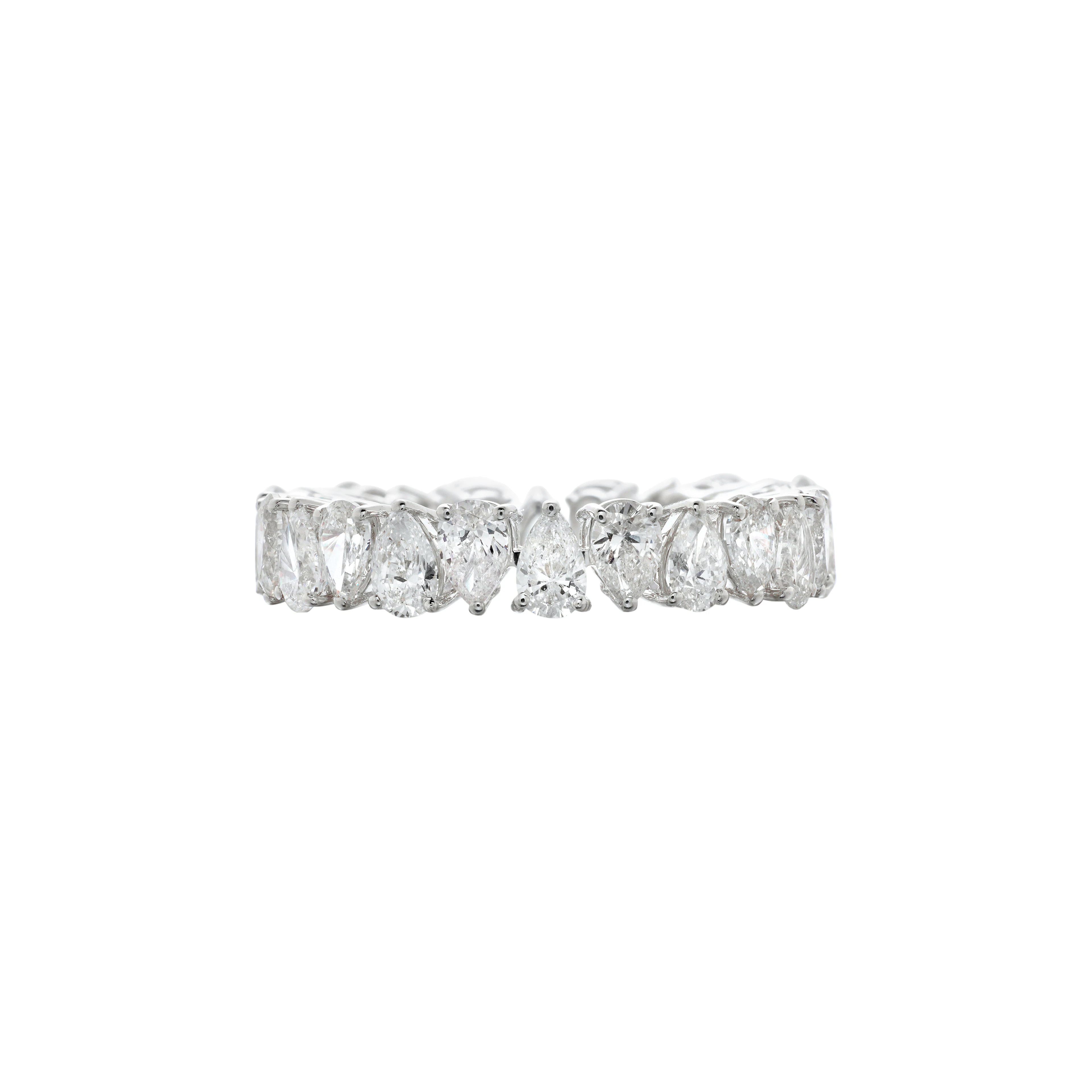 White Gold and 3.35ctw Pear Shape Diamond Eternity Band Ring