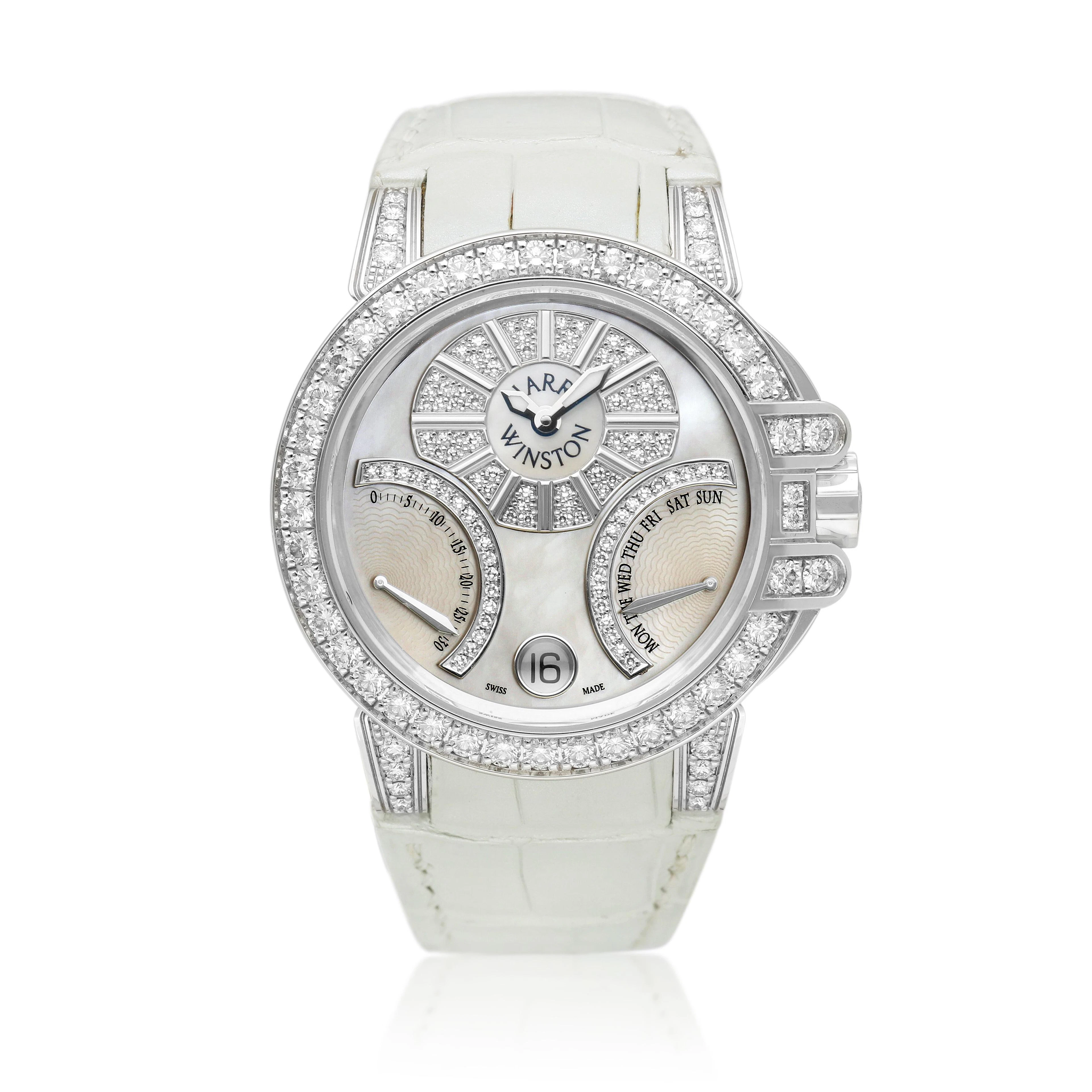Ocean Biretrograde (Reference 400-UABI36W). A white gold and diamond-set