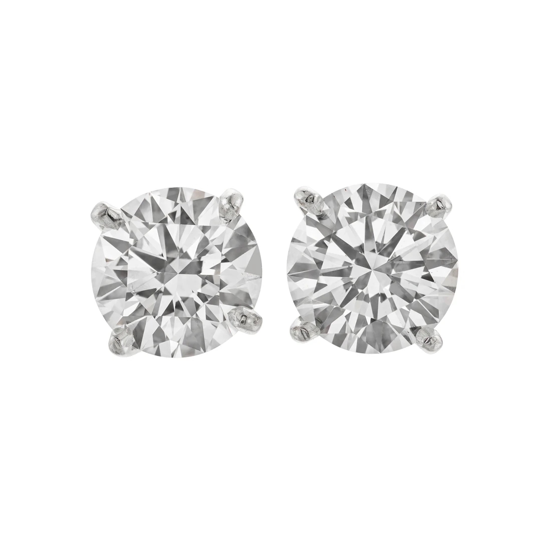 Platinum and 2.33ctw Round Brilliant Cut Diamond Stud Earrings