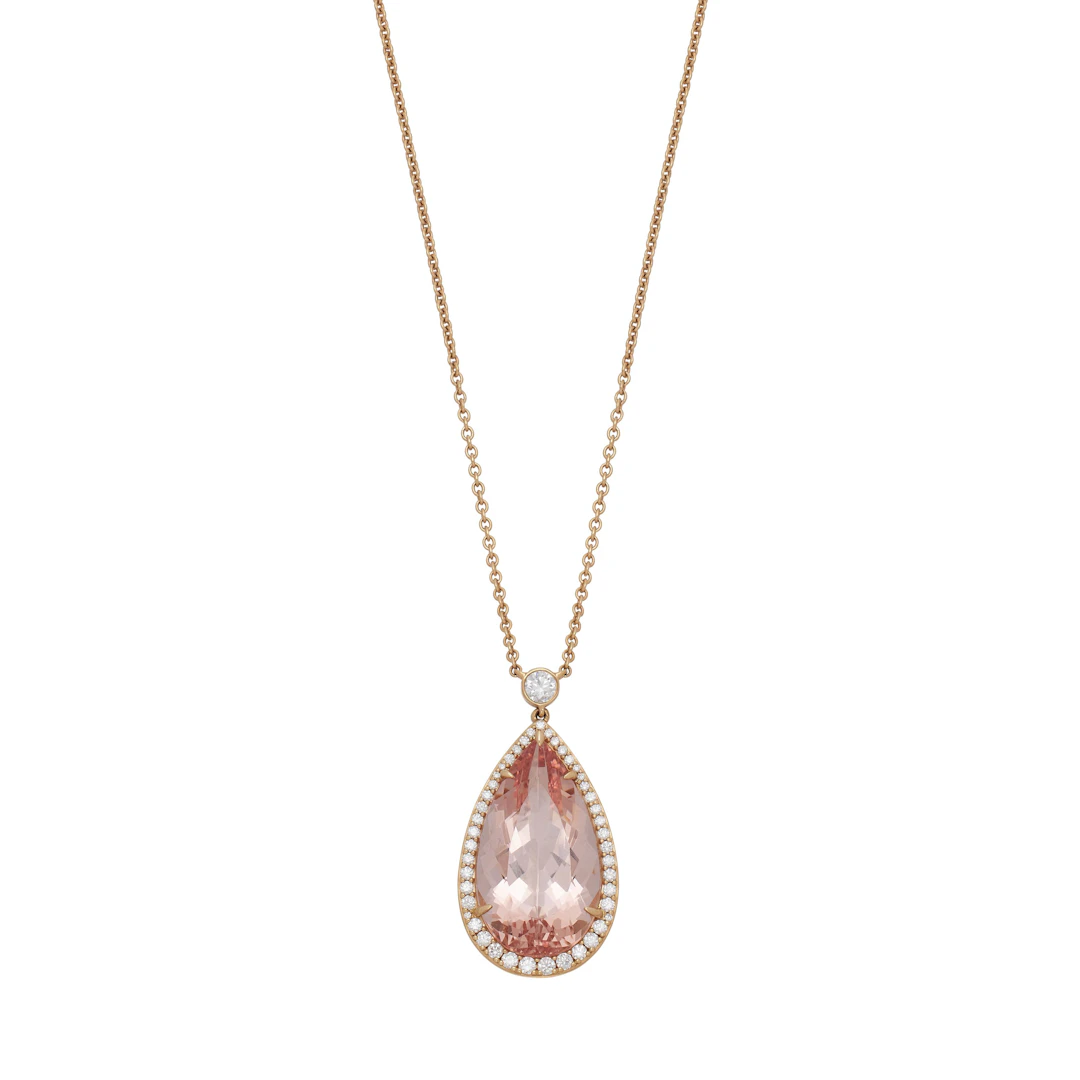 Rose Gold, 14.91ct Morganite and Diamond Soleste Pendant Necklace