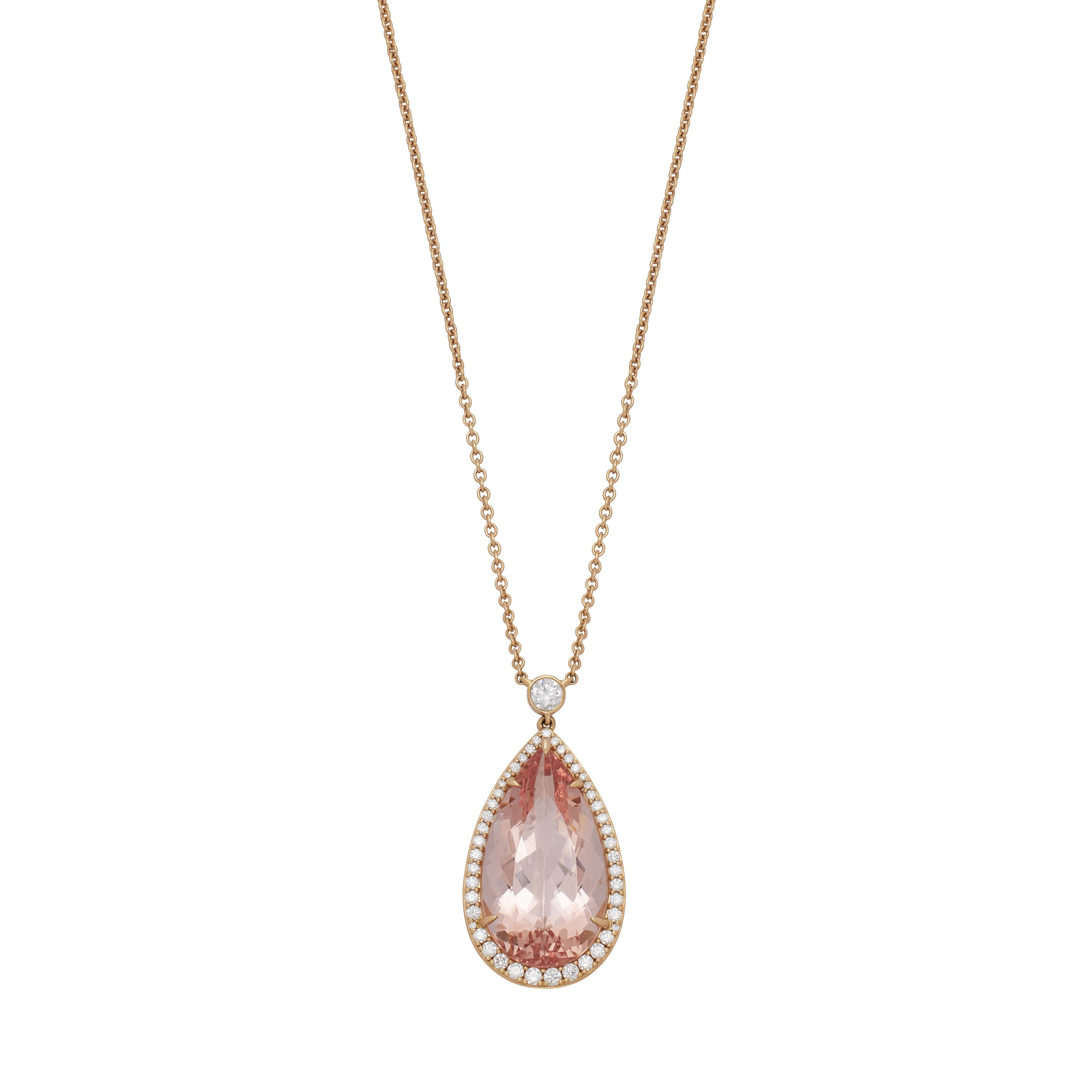 Rose Gold, 14.91ct Morganite and Diamond Soleste Pendant Necklace