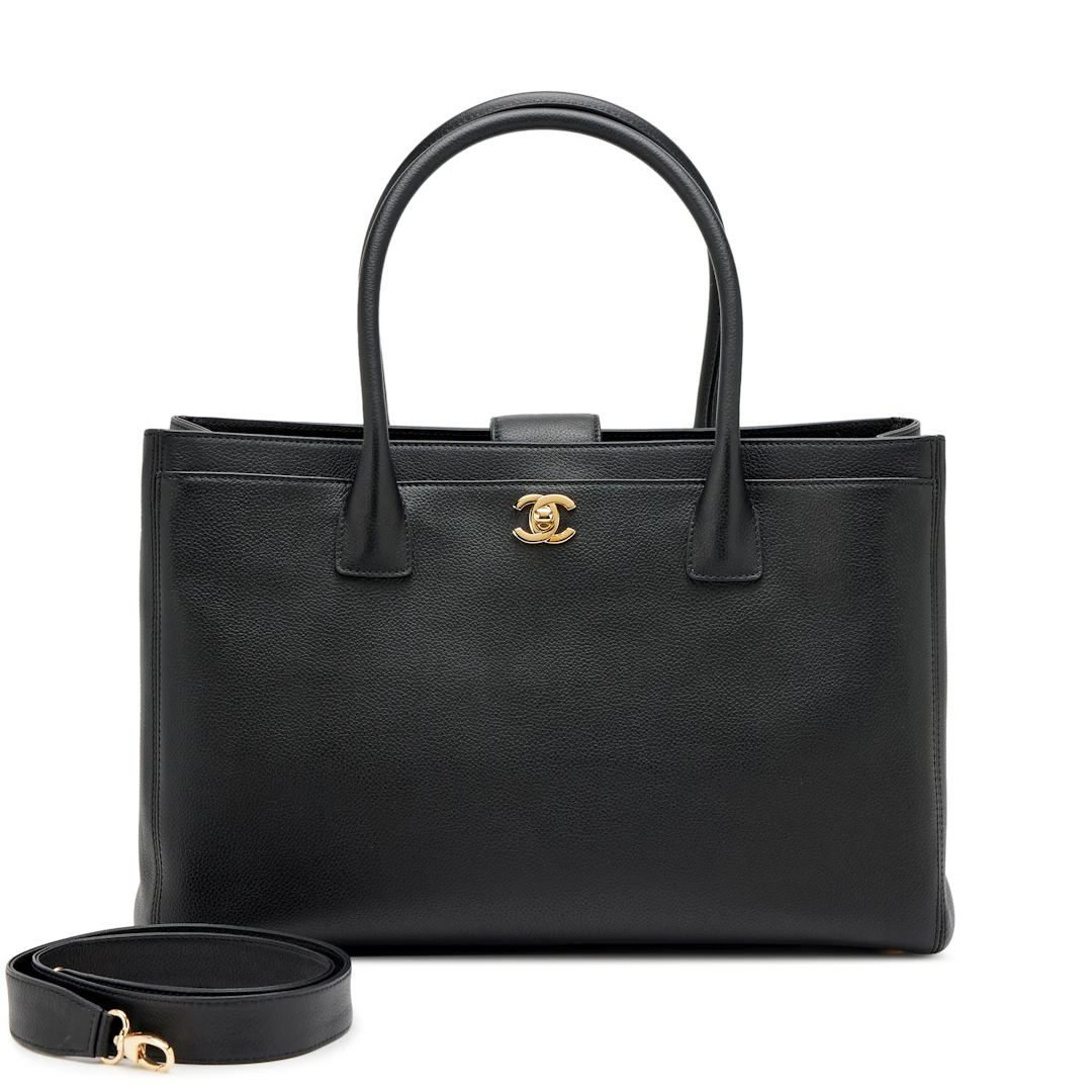 Black Calfskin Cerf Executive Shopper Tote Gold Hardware, 2012-2013
