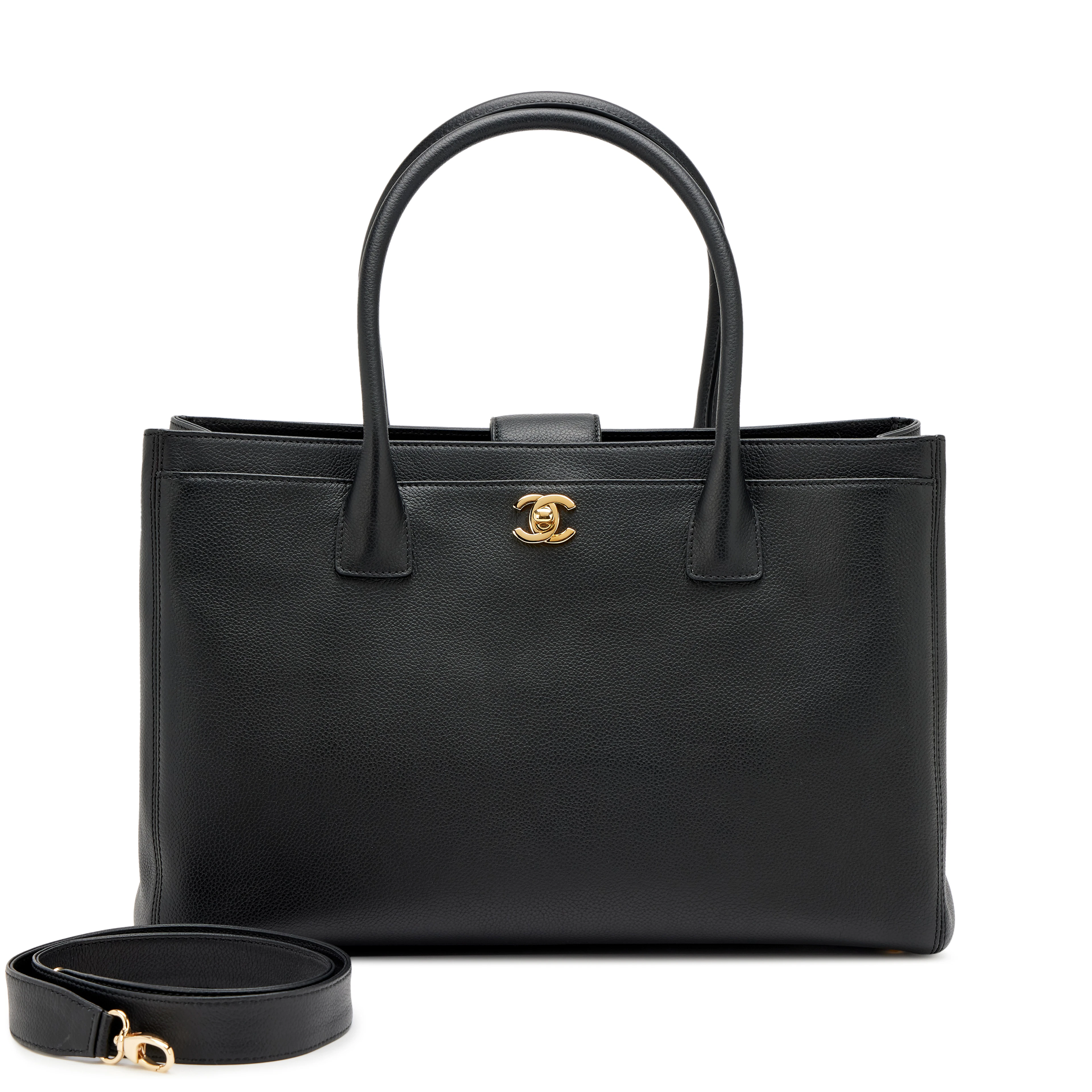 Black Calfskin Cerf Executive Shopper Tote Gold Hardware, 2012-2013