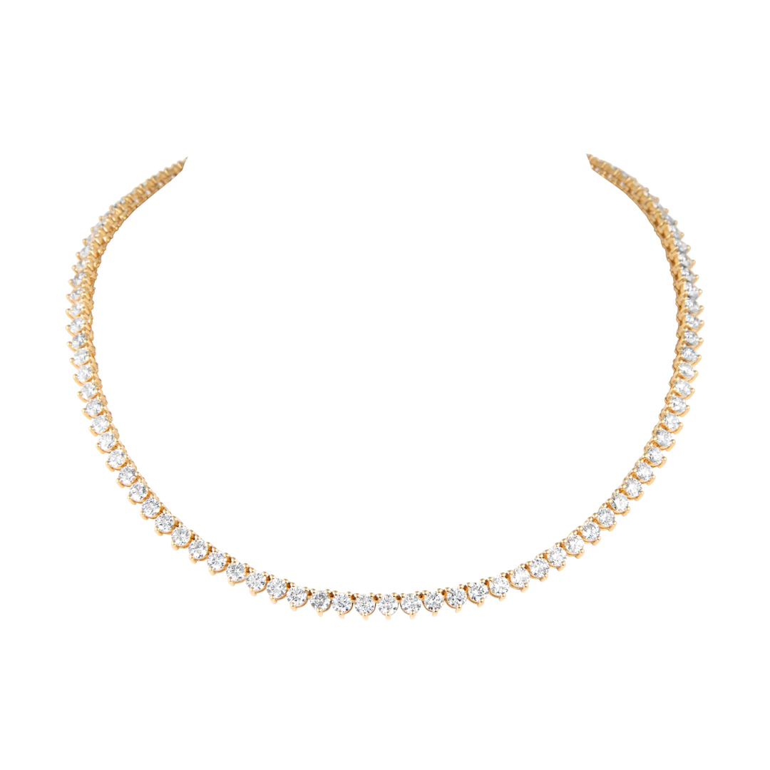 Gold and 19.40ctw Round Brilliant Cut Diamond Rivière Necklace