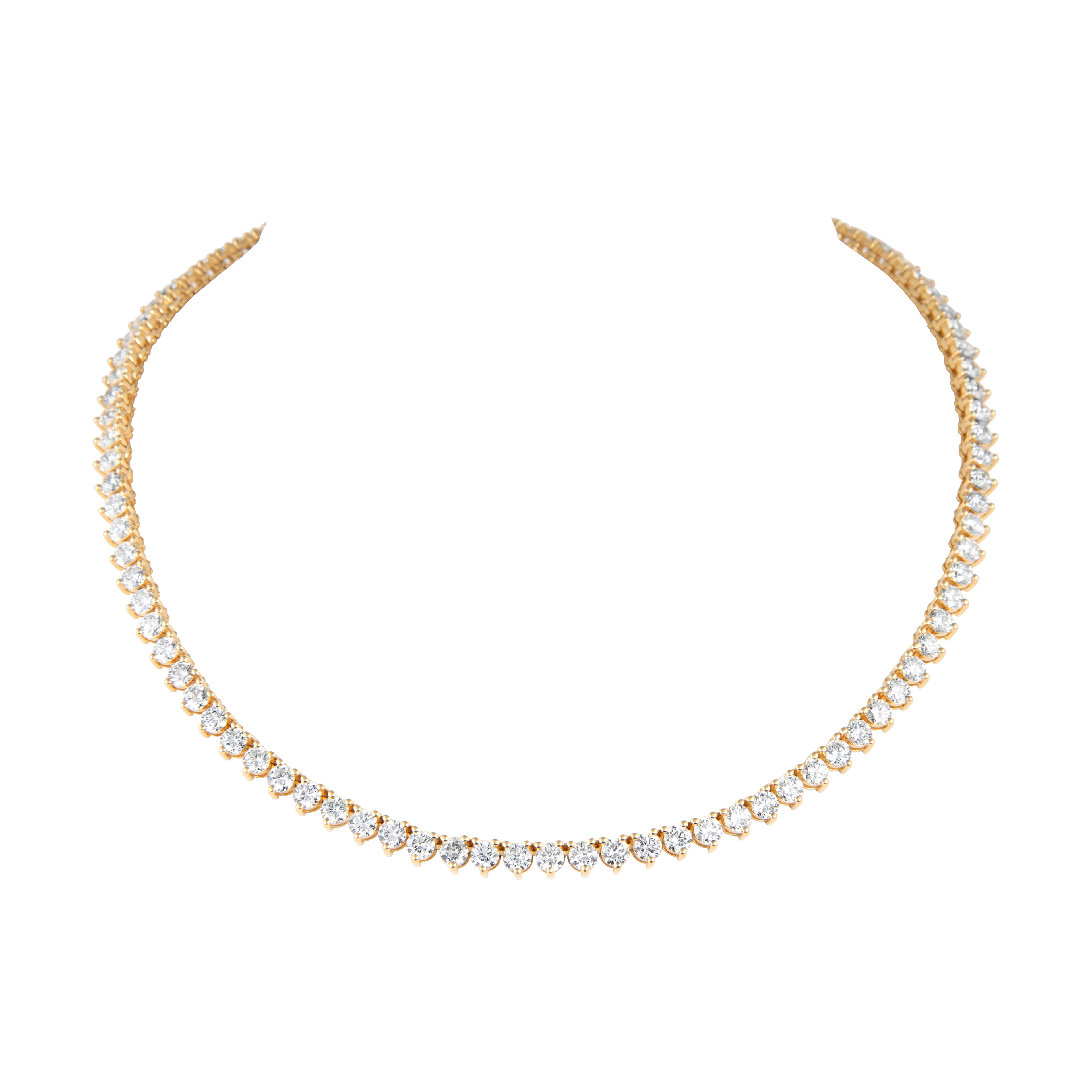 Gold and 19.40ctw Round Brilliant Cut Diamond Rivière Necklace