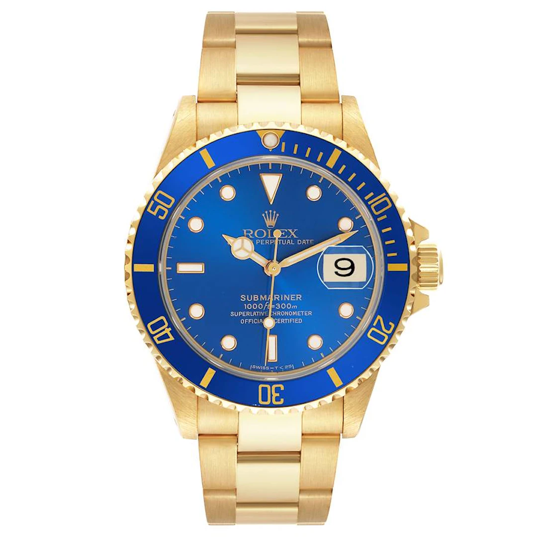 Submariner (Reference 16618). A 40mm yellow gold automatic wristwatch