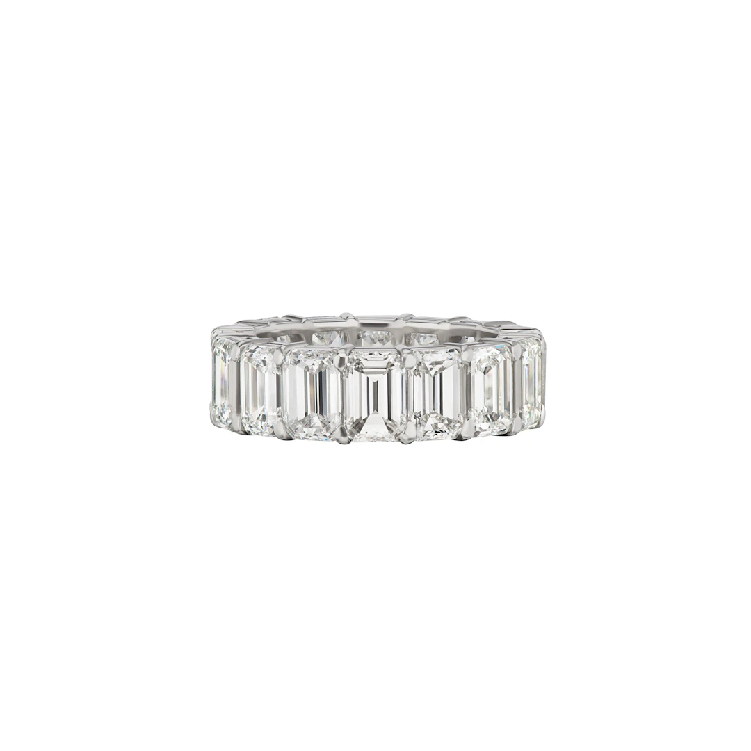 Platinum and 8.55ctw Emerald Cut Diamond Eternity Band Ring