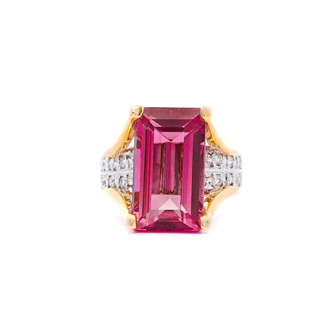 Gold, Platinum, 15.07ct Tourmaline and Diamond Ring