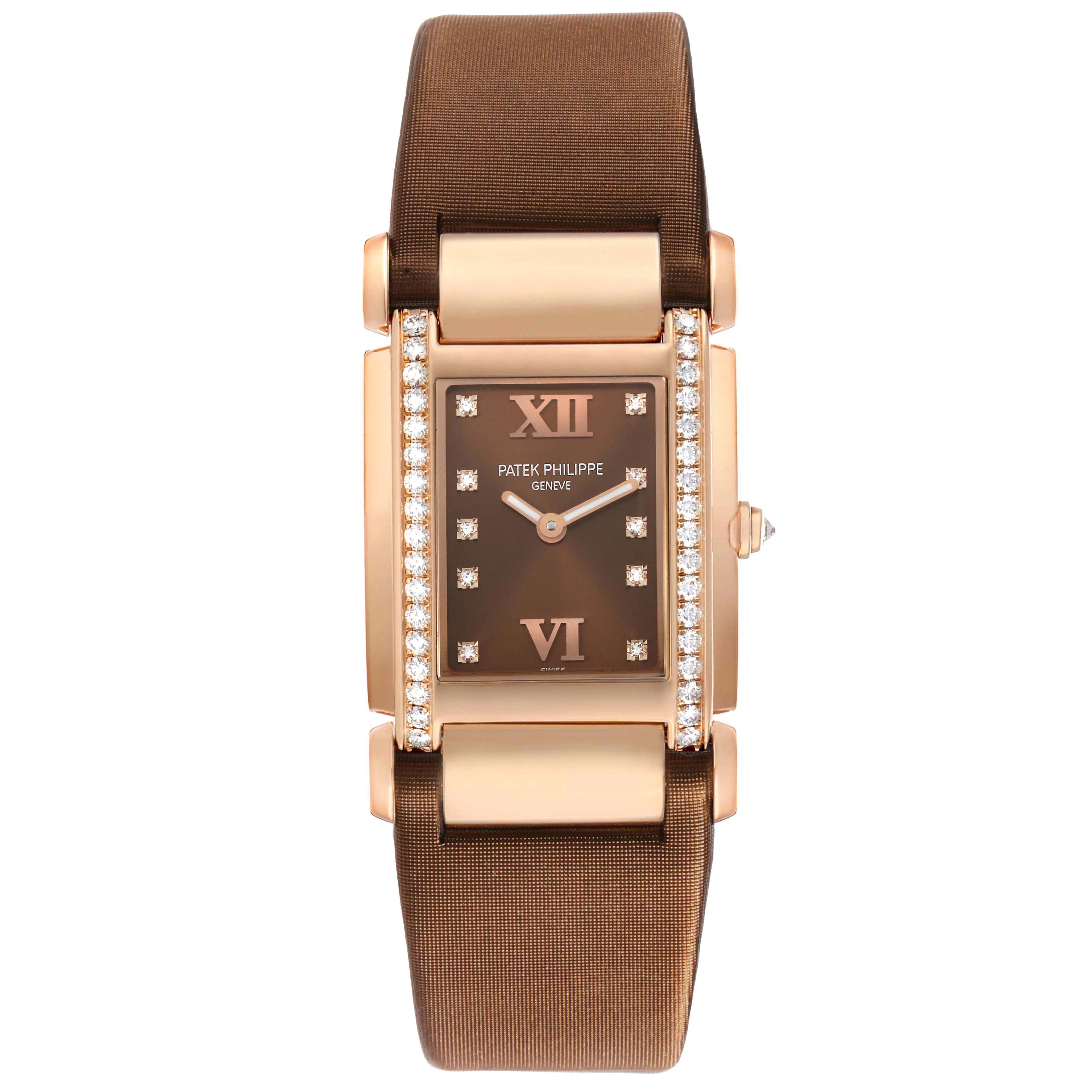 Twenty-4 (Reference 4920R-001). A 30mm rose gold diamond-set quartz wristwatch.