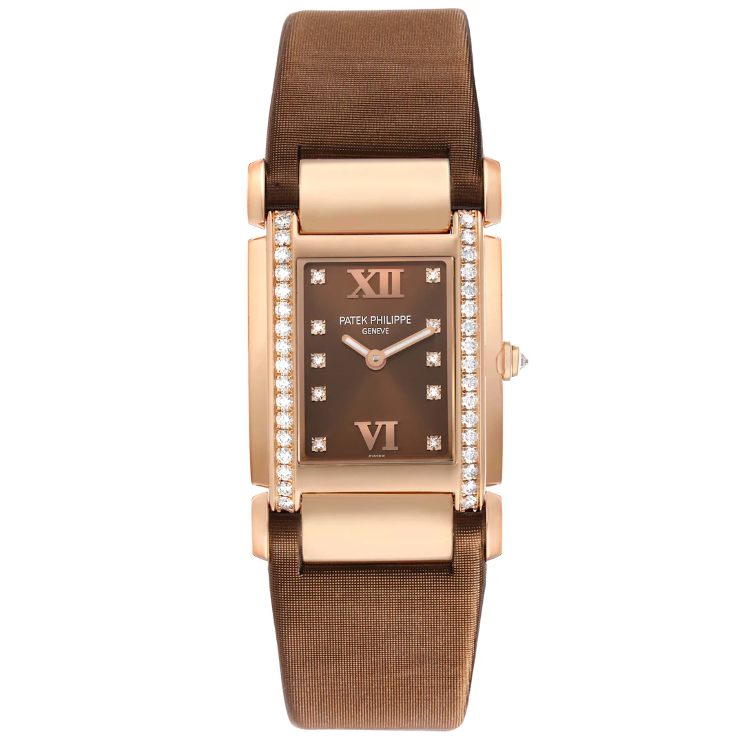 Twenty-4 (Reference 4920R-001). A 30mm rose gold diamond-set quartz wristwatch.