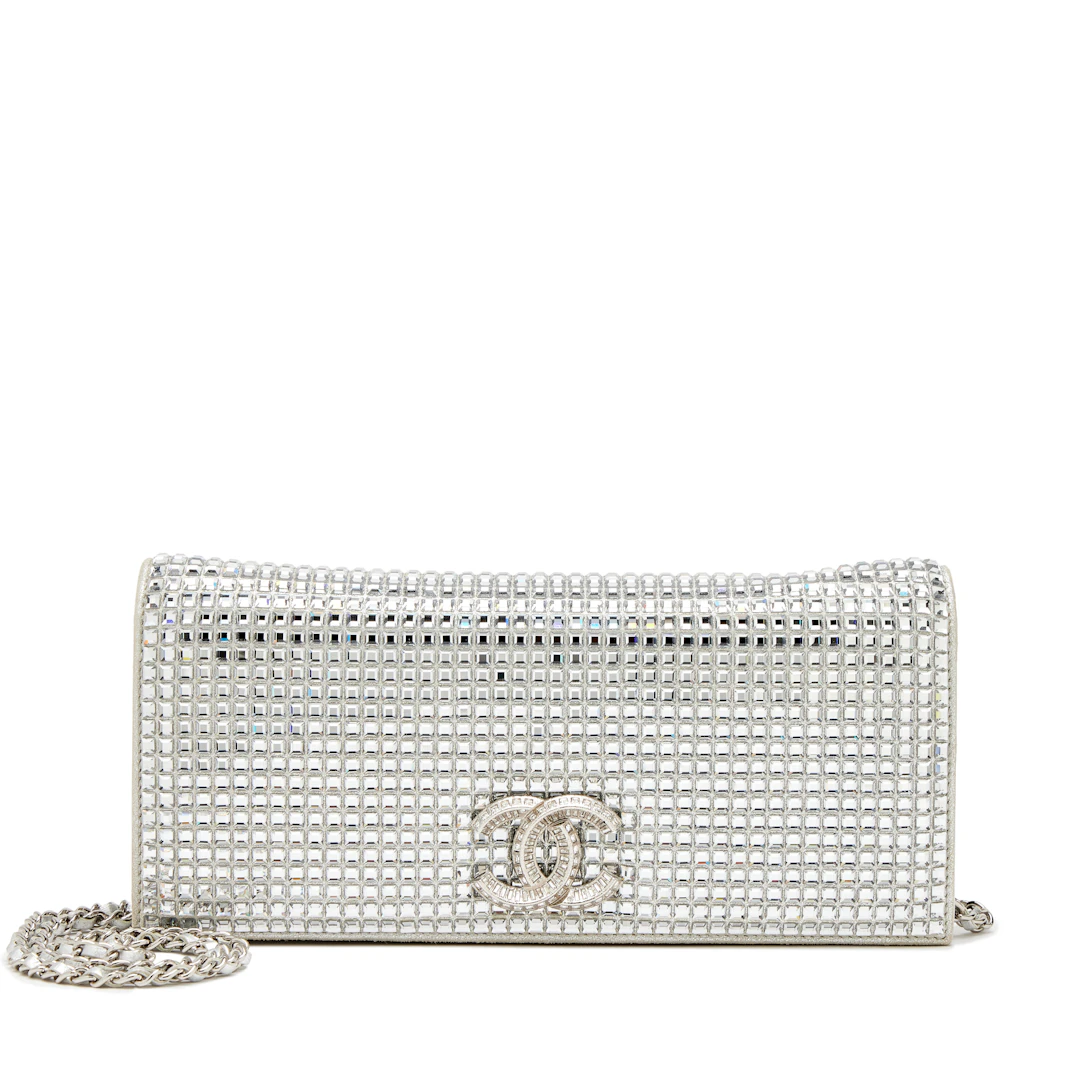 Metallic Goatskin Paris Dubai Baguette Strass Crystals Chain Evening