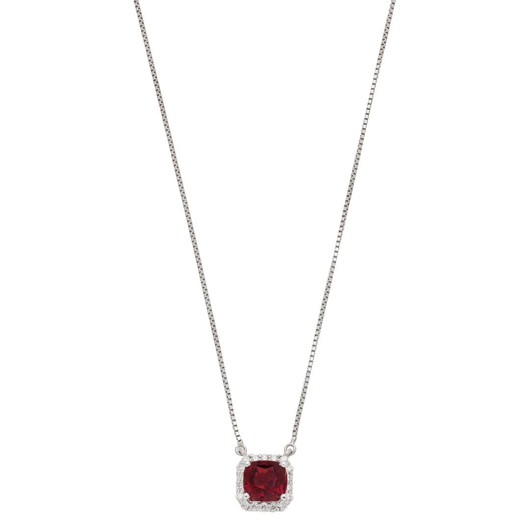 White Gold, 1.78ct Burmese Spinel and Diamond Pendant Necklace