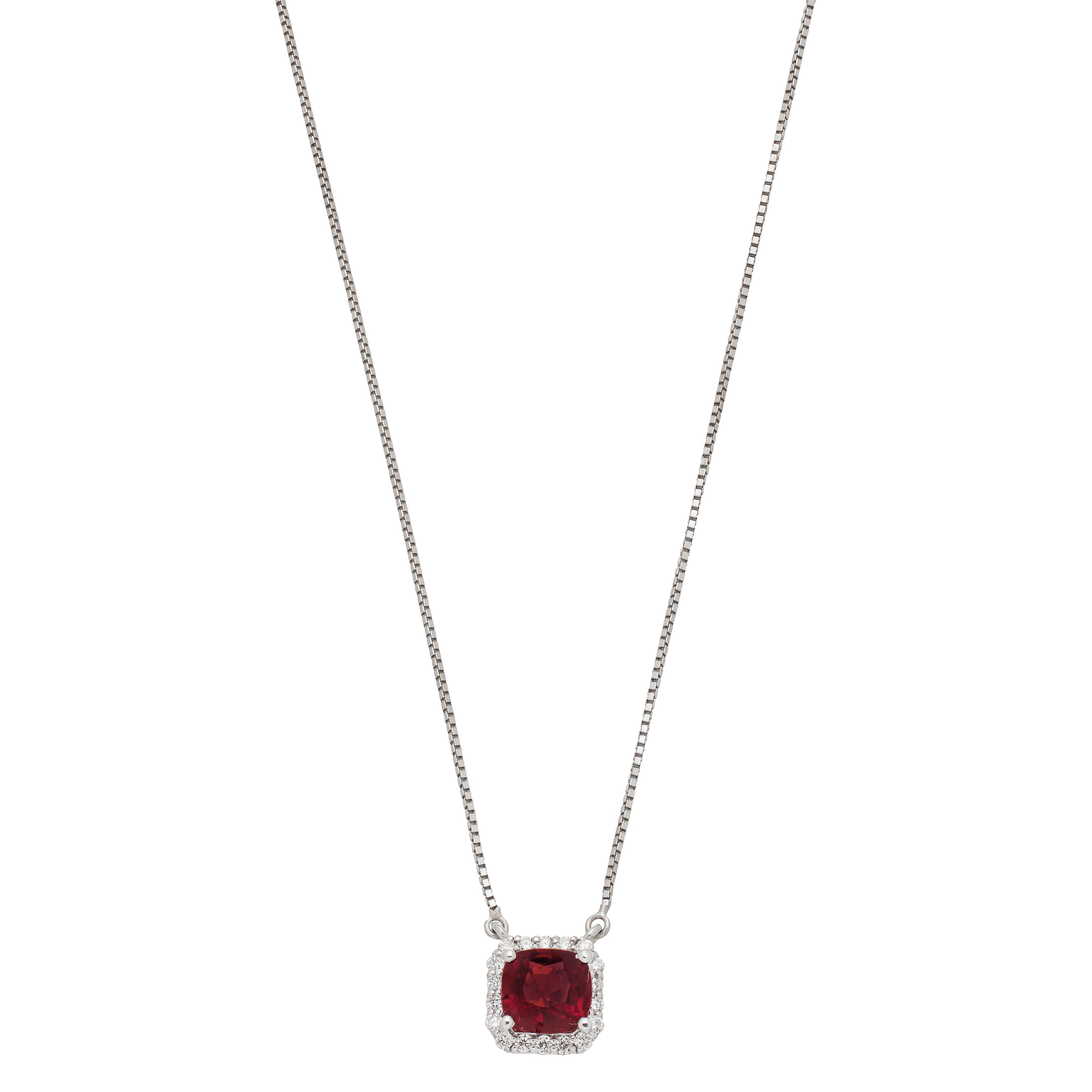 White Gold, 1.78ct Burmese Spinel and Diamond Pendant Necklace