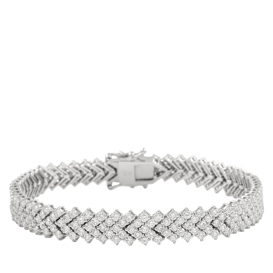 White Gold and 6.55ct Diamond Chevron Line Bracelet