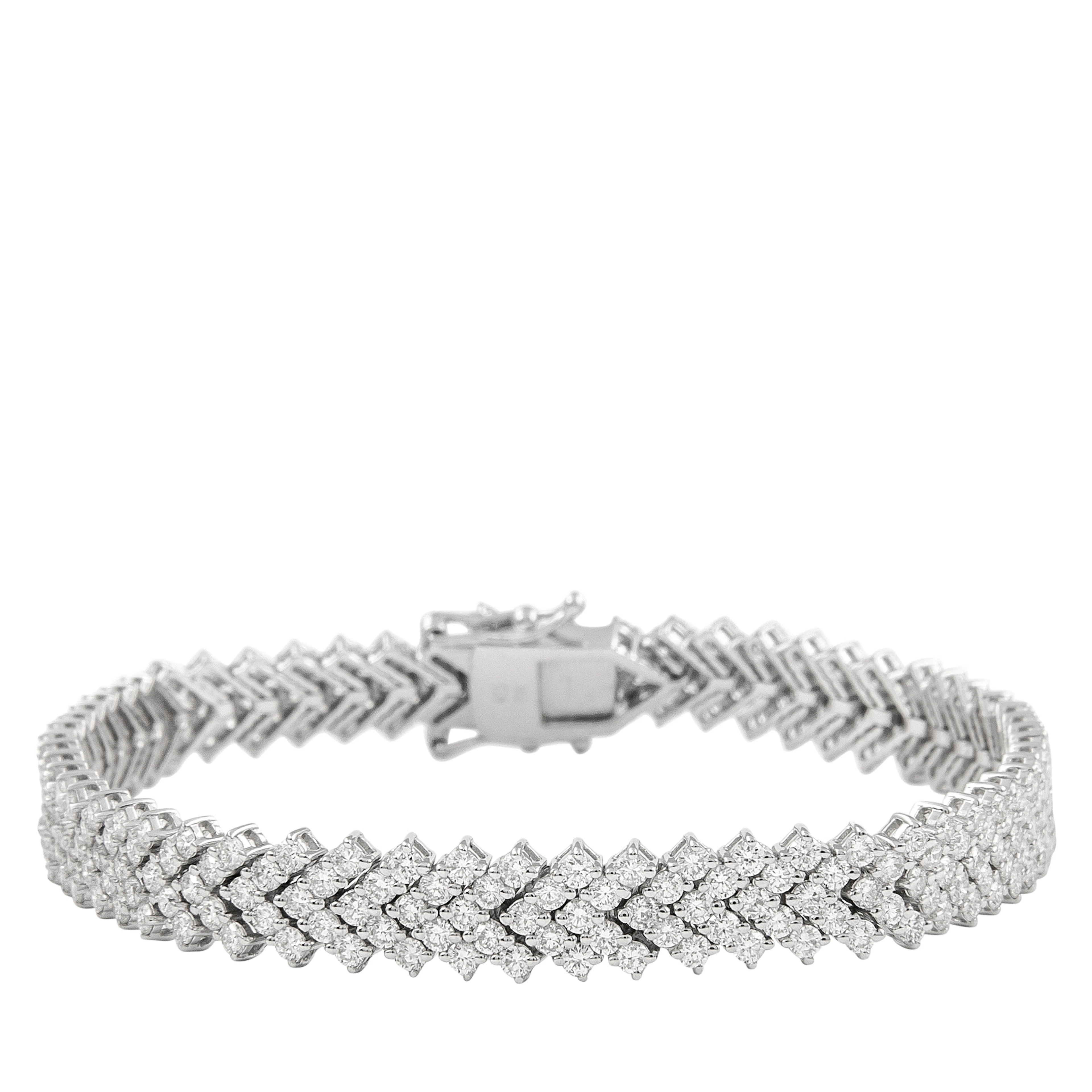 White Gold and 6.55ct Diamond Chevron Line Bracelet