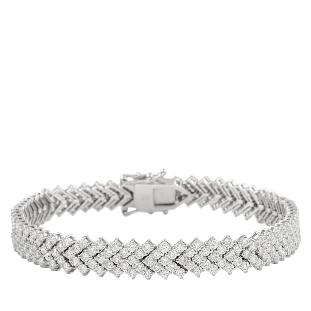 White Gold and 6.55ct Diamond Chevron Line Bracelet