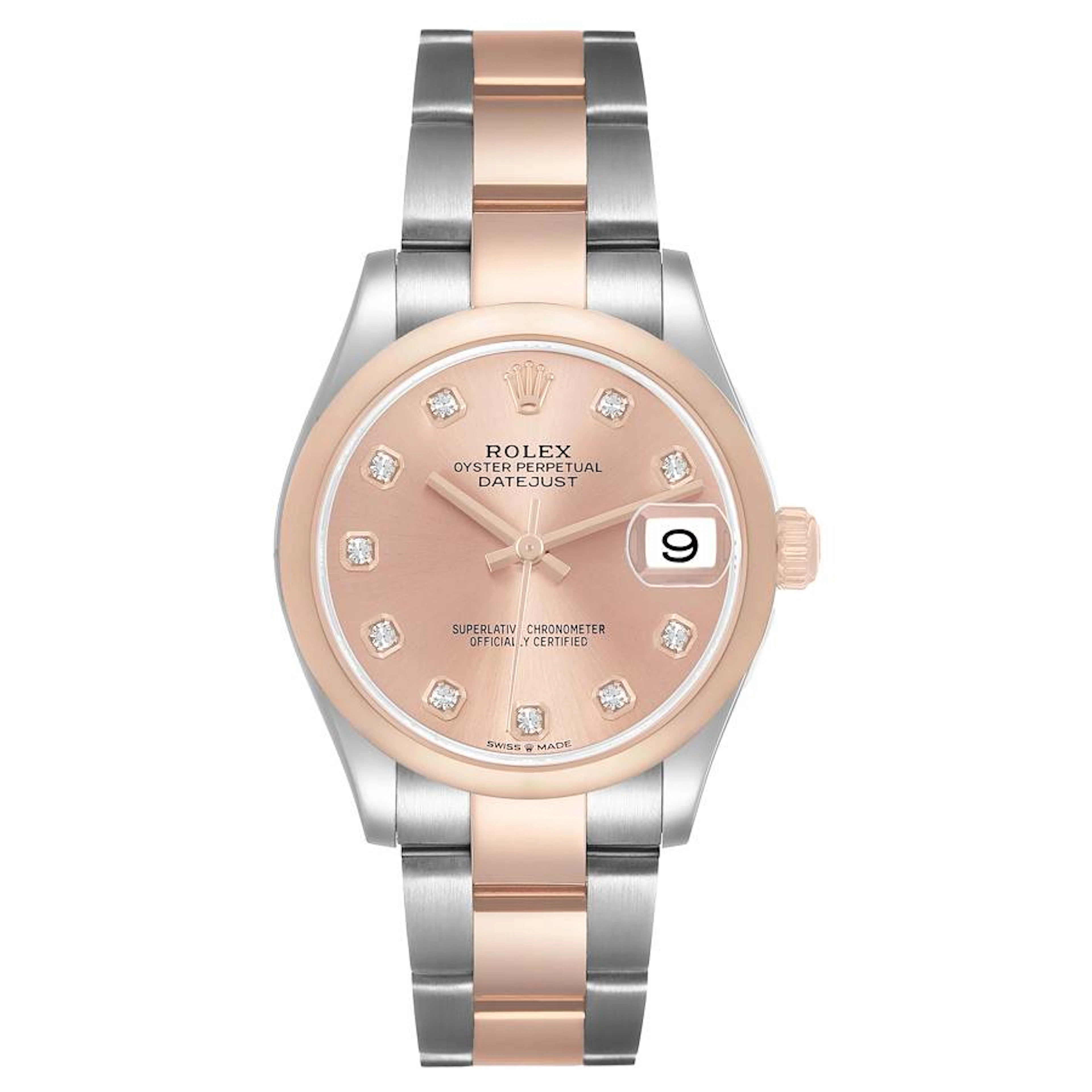 Datejust (Reference 278241). A 31mm stainless steel rose gold diamond-set