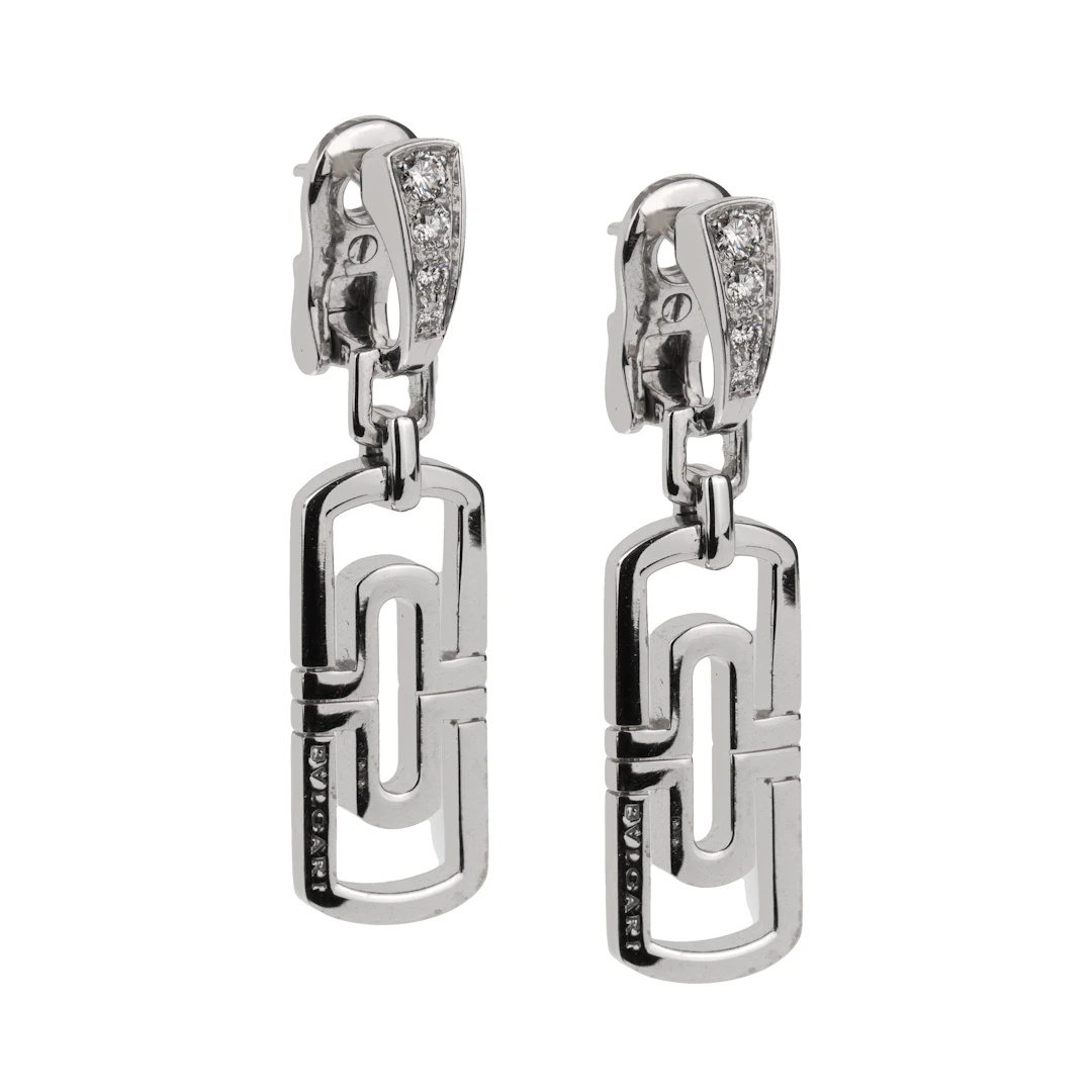 White Gold and Diamond Parentesi Drop Earclips