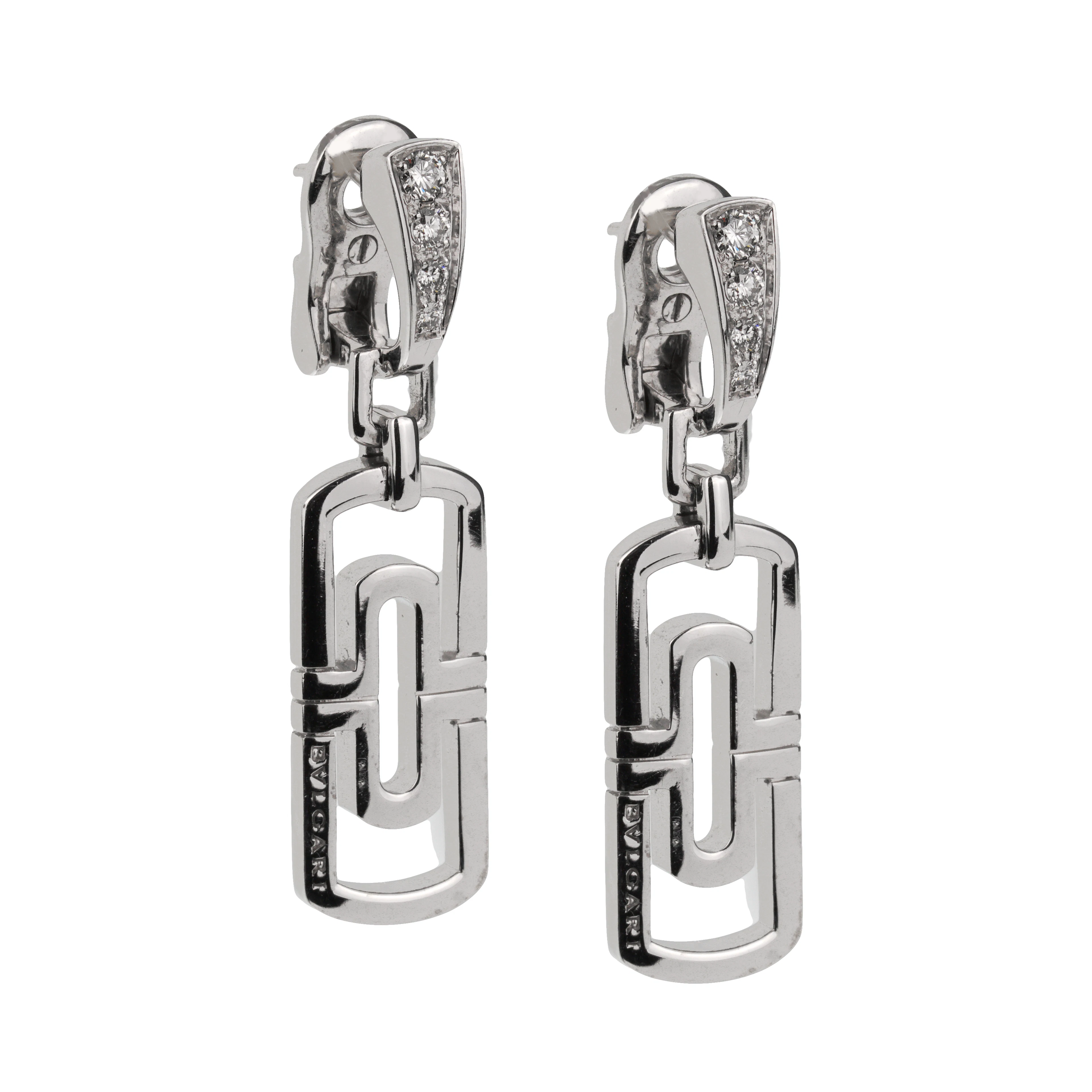 White Gold and Diamond Parentesi Drop Earclips