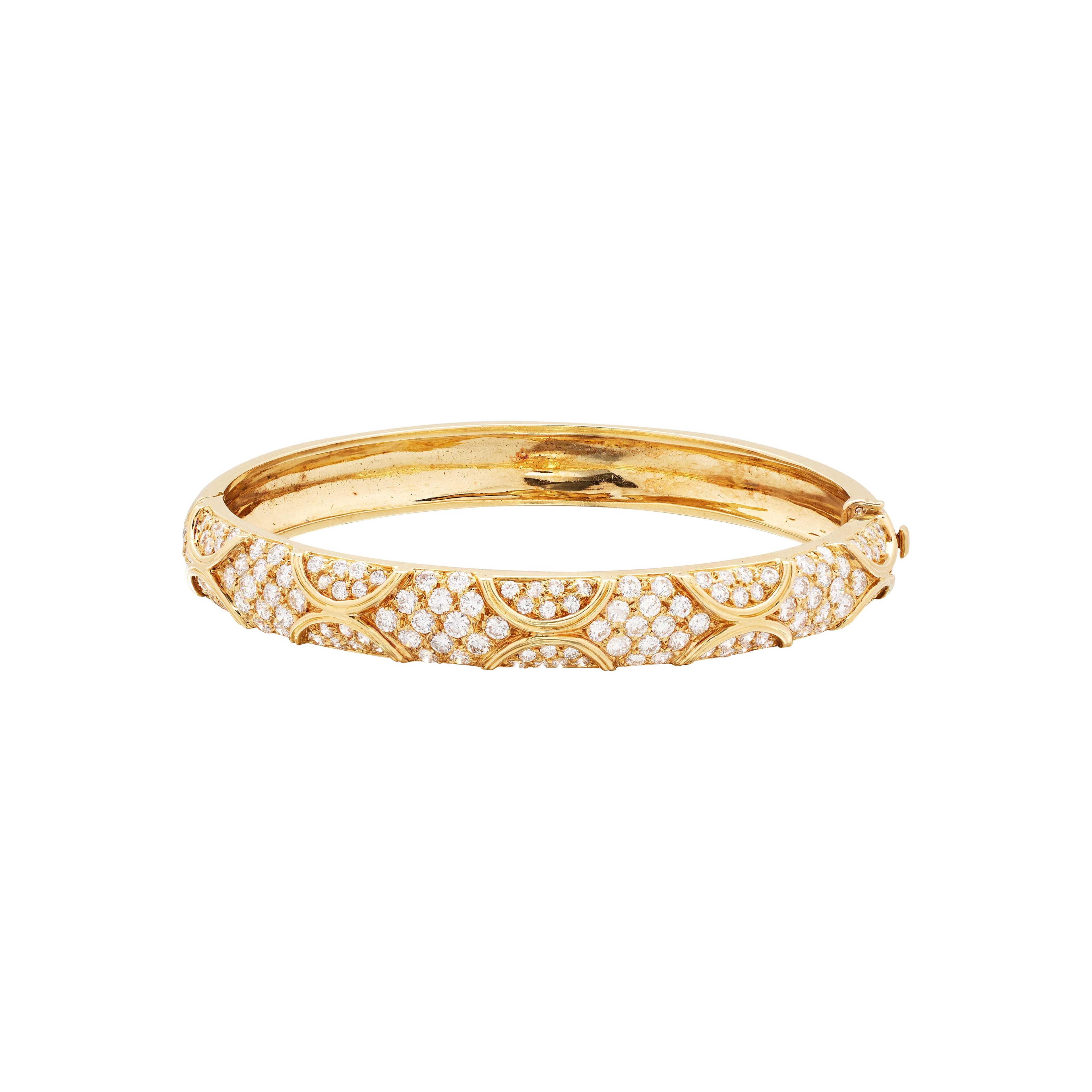 Vintage Gold and Diamond Bangle Bracelet