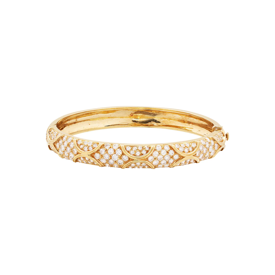 Vintage Gold and Diamond Bangle Bracelet