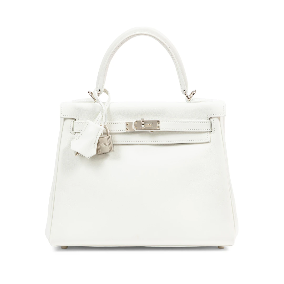 New White Swift Kelly 25 Retourne Palladium Hardware, 2025
