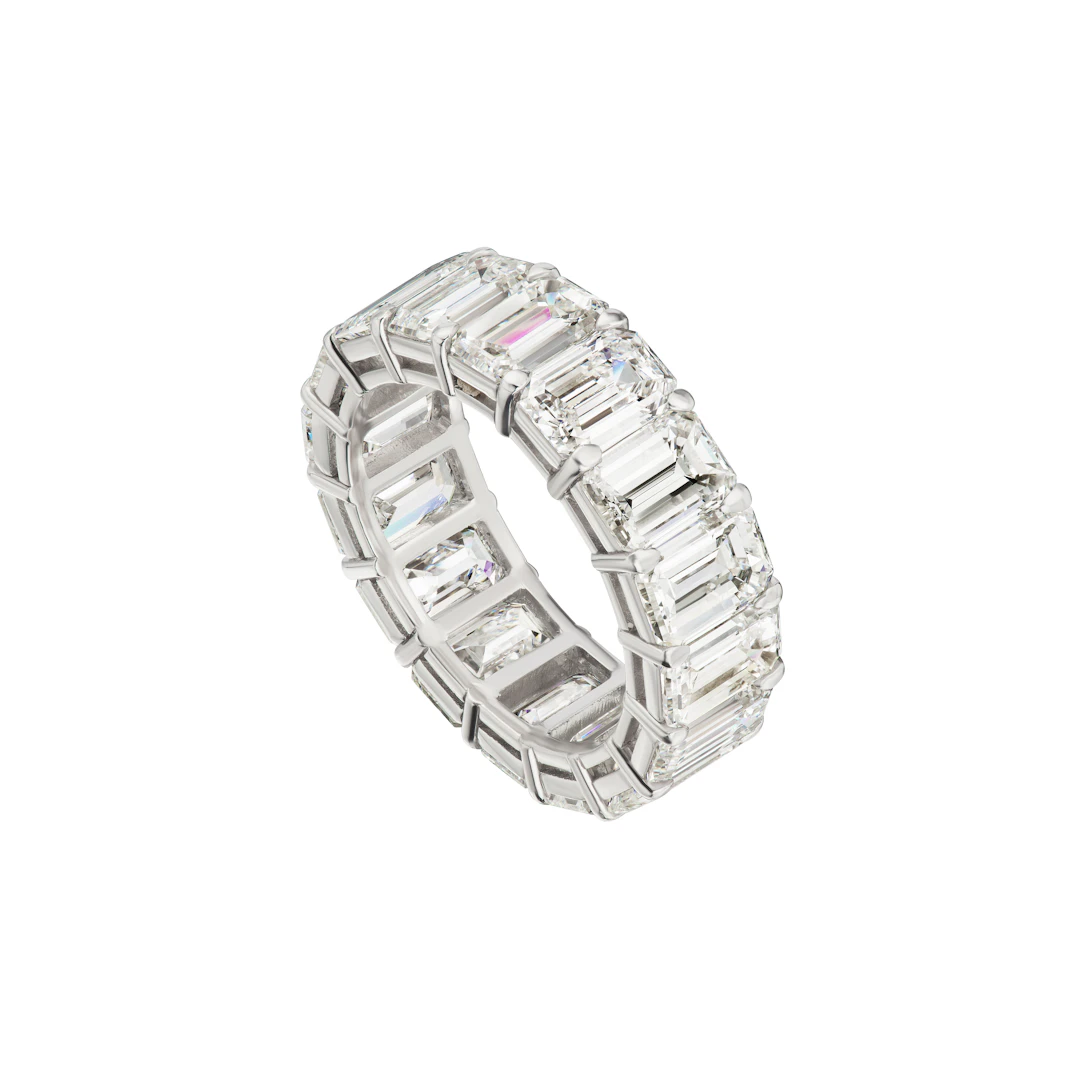 Platinum and 14.00ct Emerald Cut Diamond Eternity Band Ring
