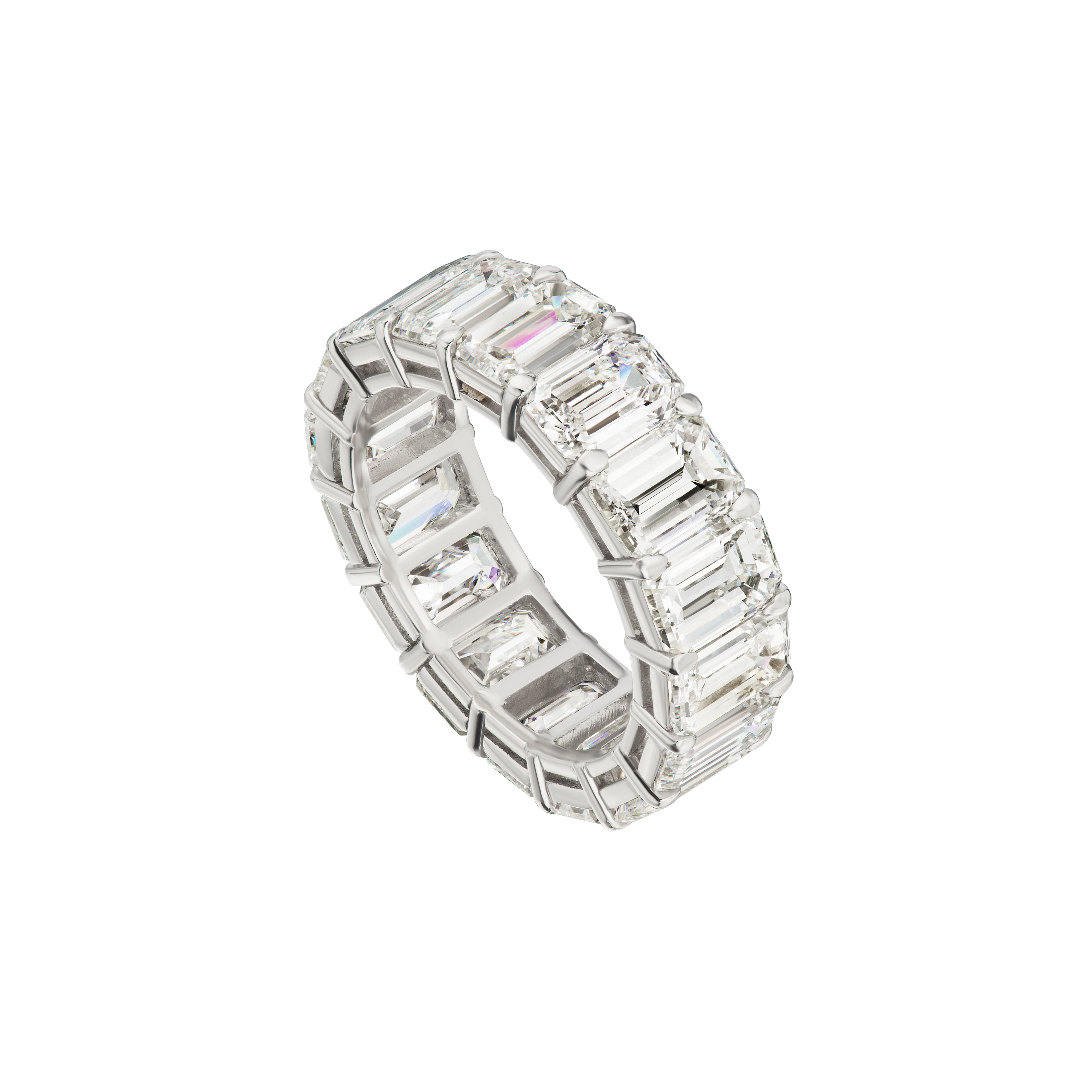 Platinum and 14.00ct Emerald Cut Diamond Eternity Band Ring