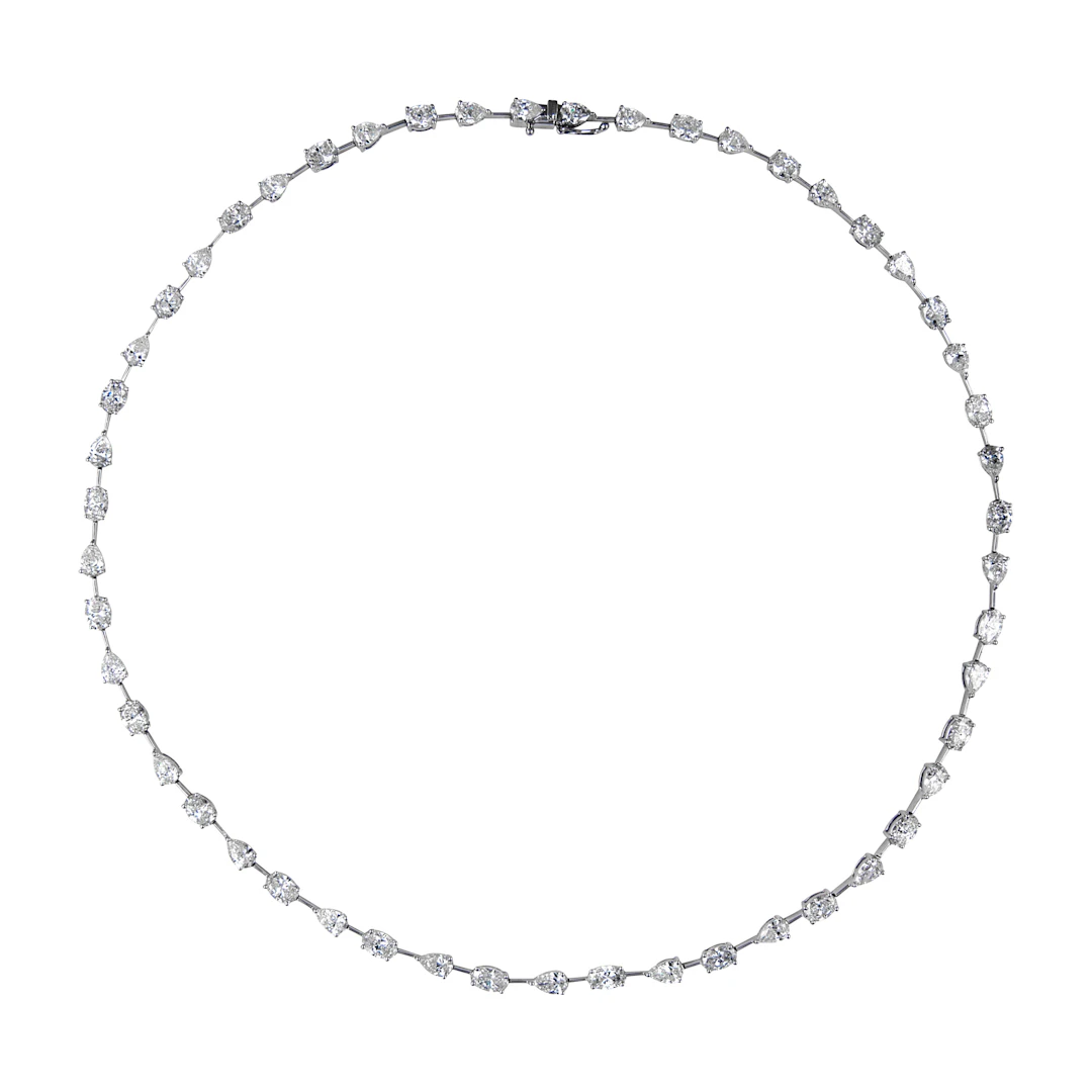 White Gold and 13.90ctw Fancy Cut Diamond Necklace