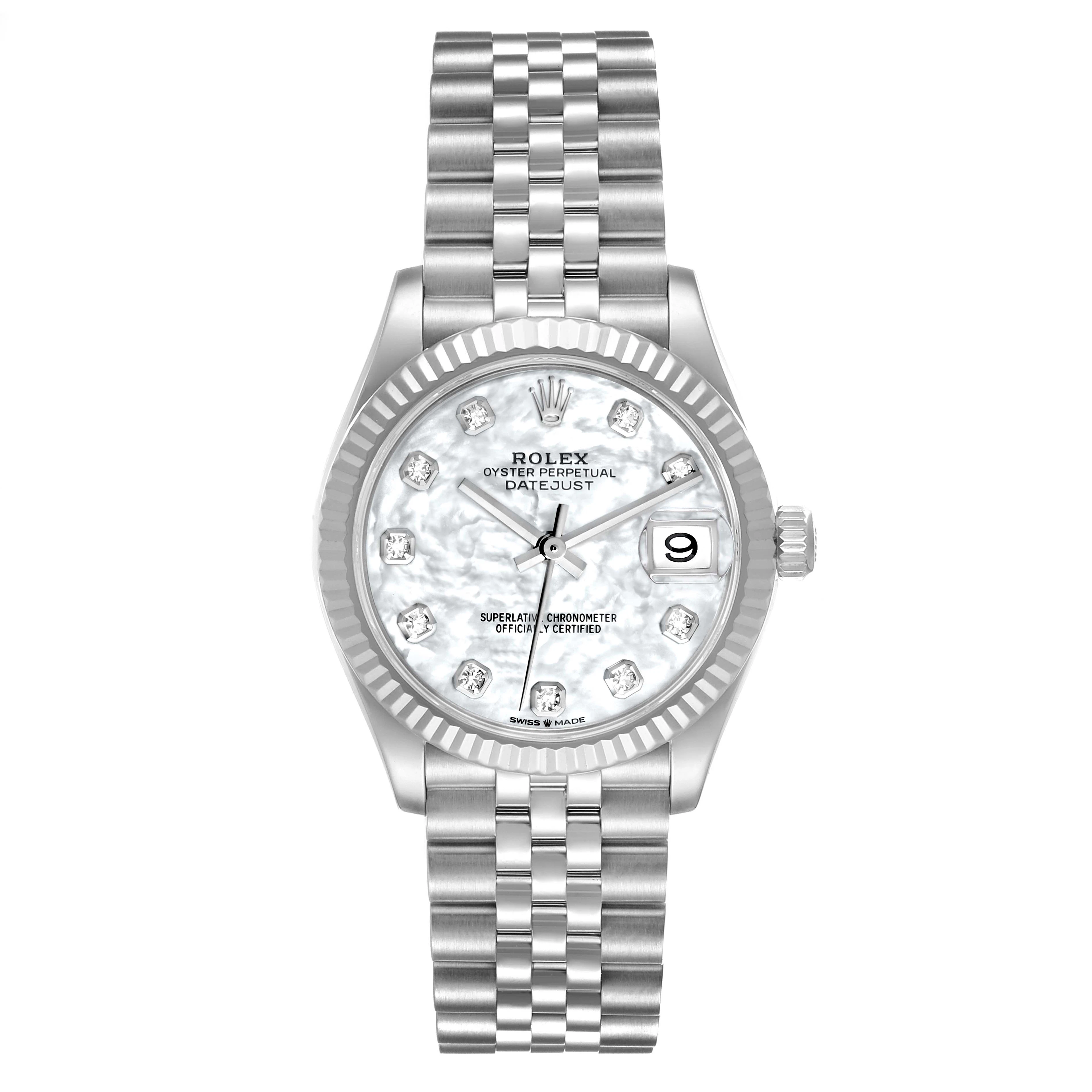 Datejust (Reference 278274). A 31mm stainless steel white gold diamond-set