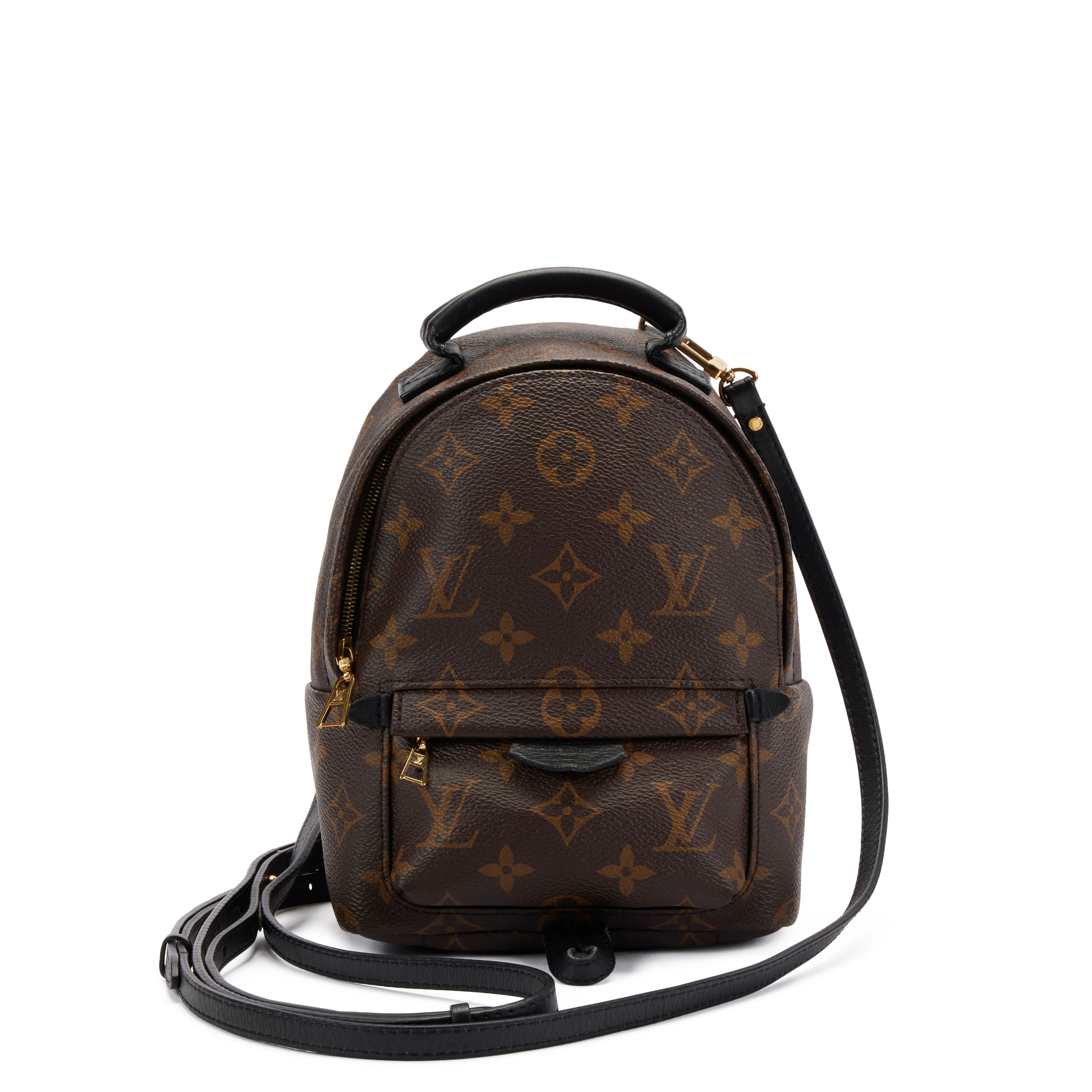 Ebene Monogram Coated Canvas Mini Palm Springs Backpack Gold Hardware, 2019