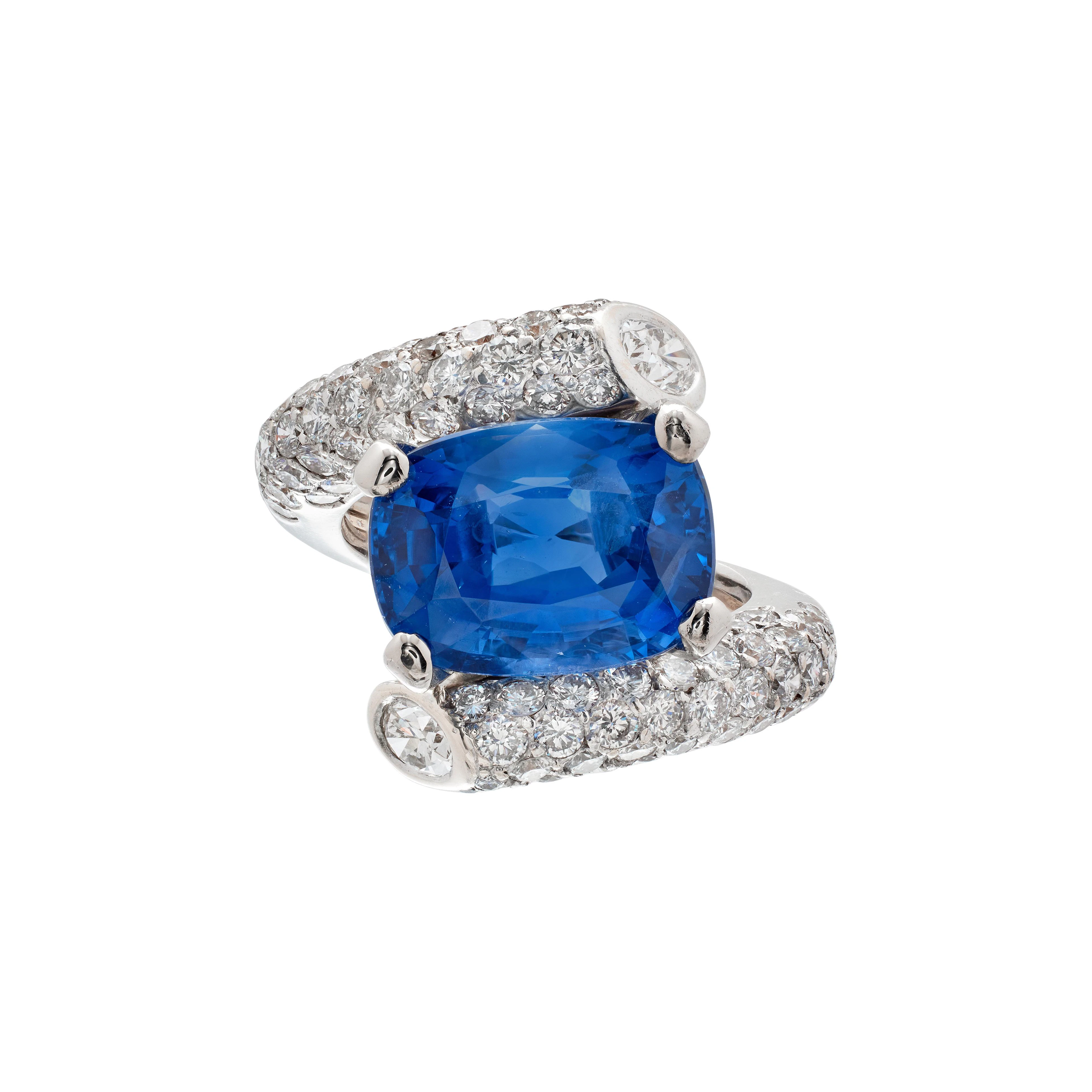 White Gold, 7.22ct Ceylon Sapphire and Diamond Ring