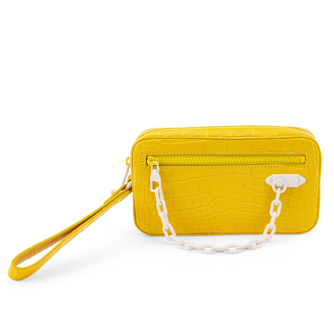 Virgil Abloh Yellow Matte Alligator Pochette Volga Matte White Hardware, 2018