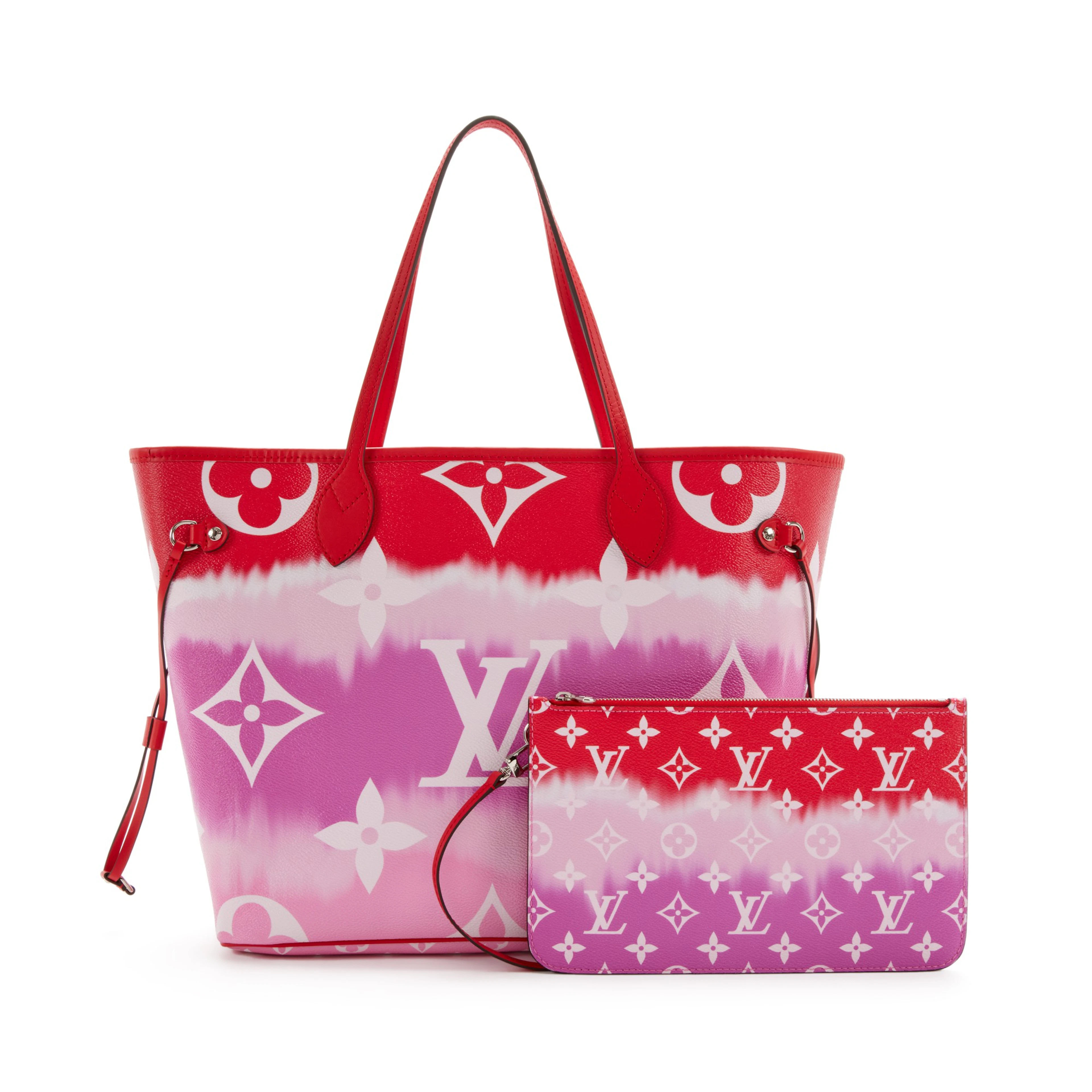 Red and Pink Monogram Escale Coated Canvas Neverfull MM Silver Hardware, 2020