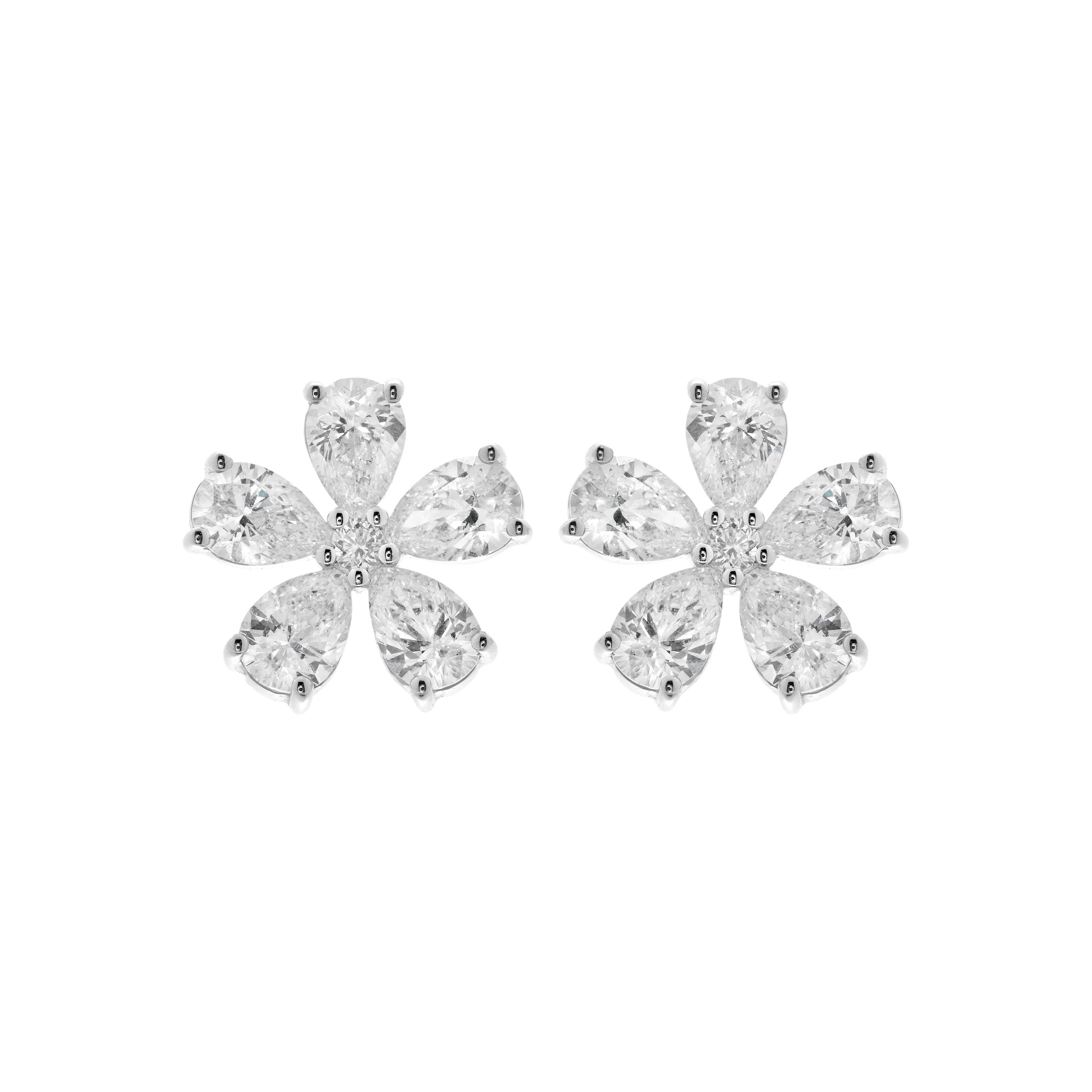 White Gold and 1.95ctw Diamond Floral Stud Earrings