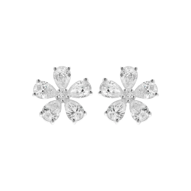 White Gold and 1.95ctw Diamond Floral Stud Earrings
